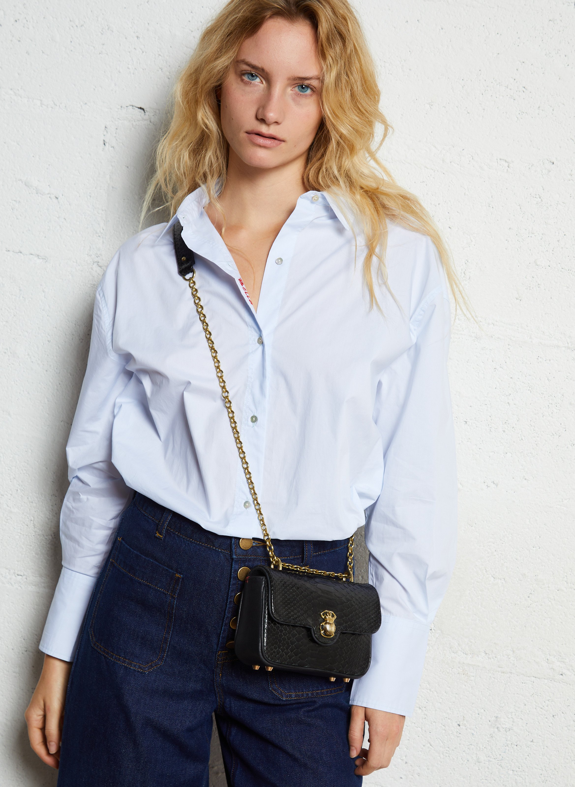 Snakeskin shoulder bag CLARIS VIROT Black