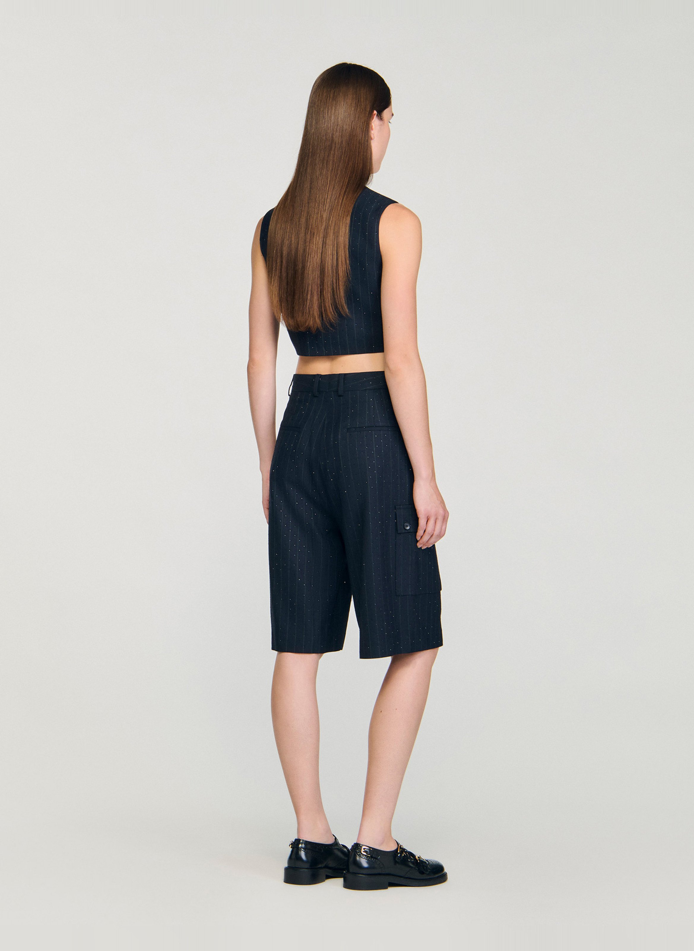 Bermuda droit en laine mélangée SANDRO Bleu