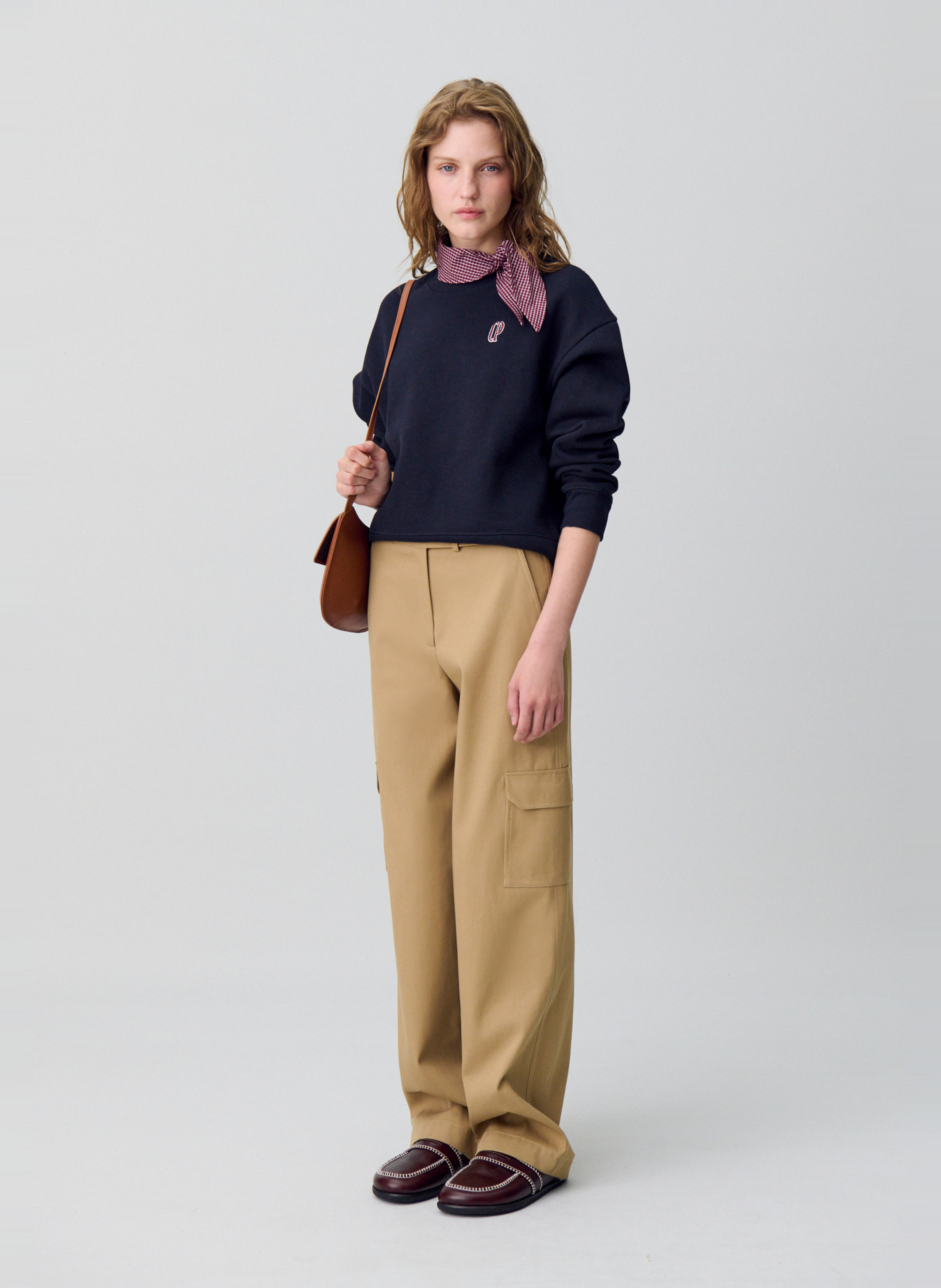 Cotton-mix round-neck sweatshirt CLAUDIE PIERLOT Blue