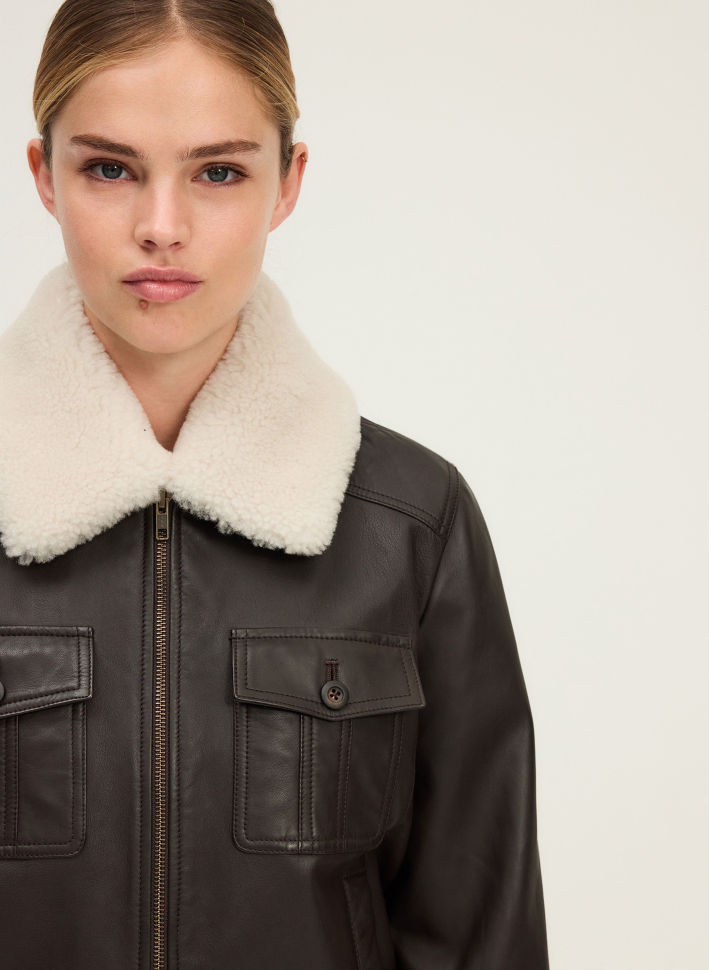 Blouson en cuir PABLO Marron