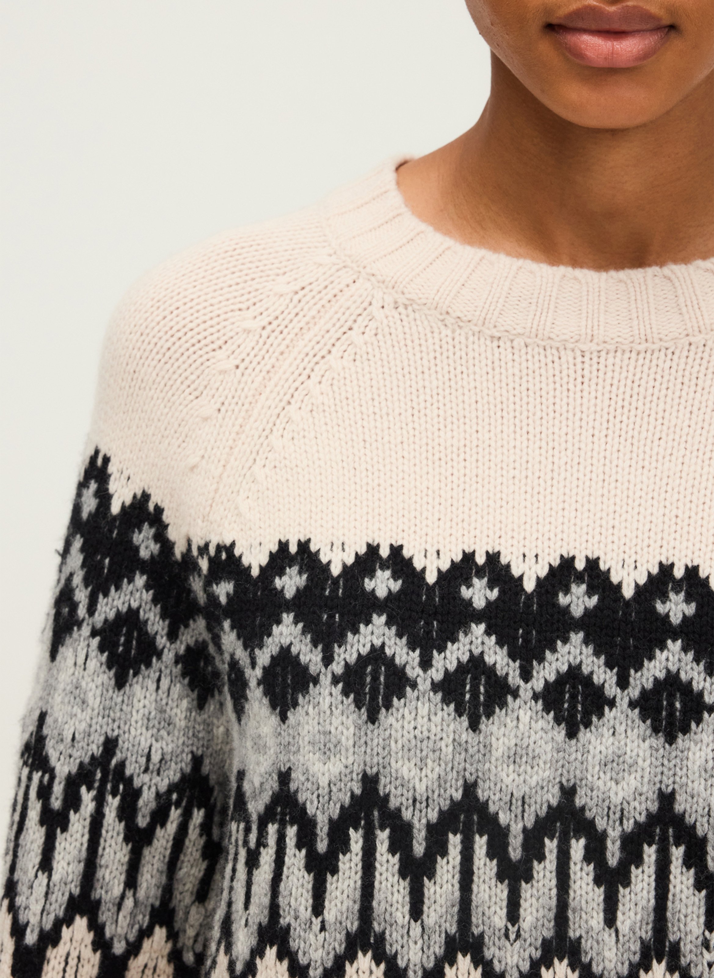 Pull col rond en laine PABLO Gris