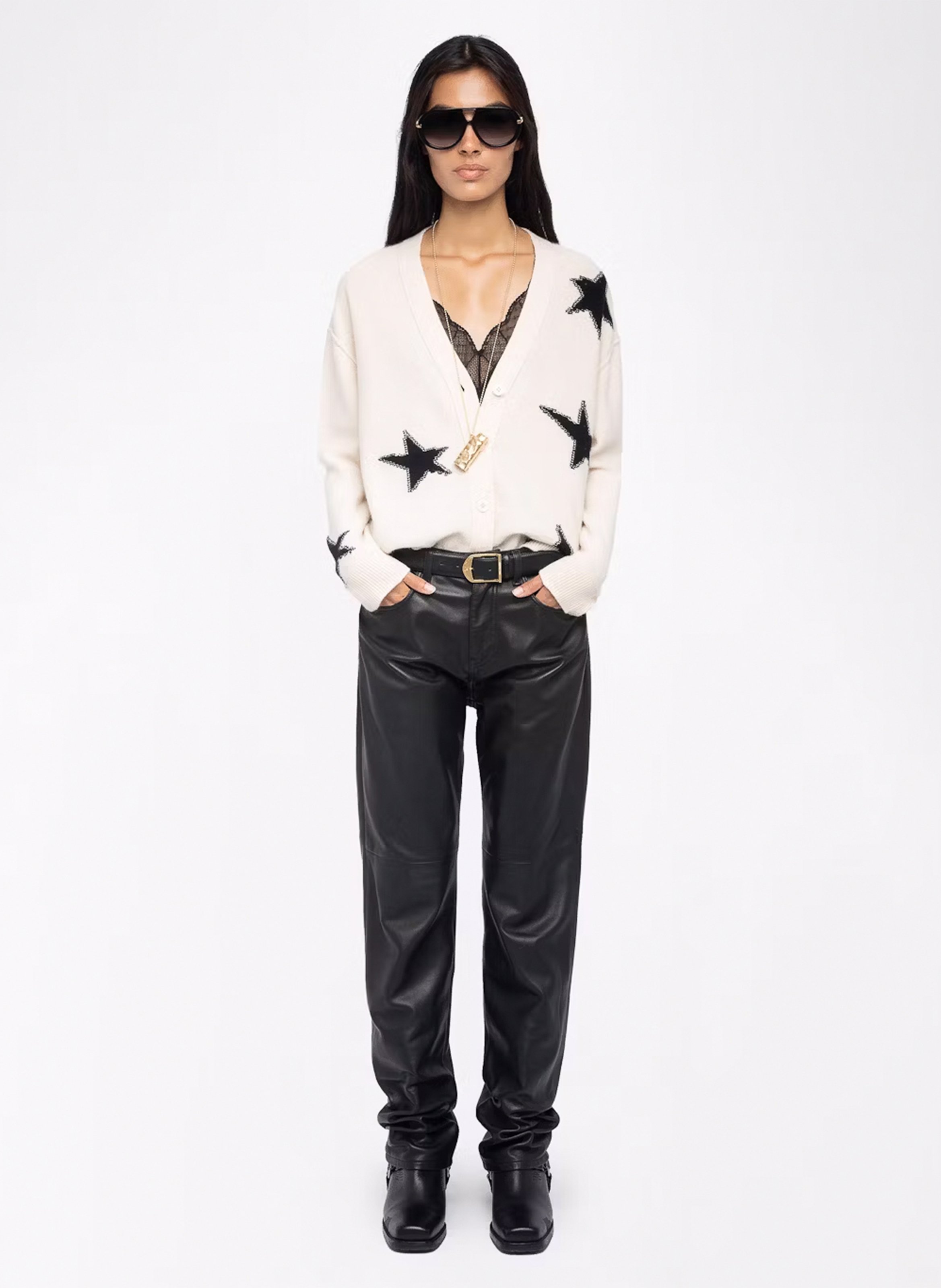 V-Ausschnitt Weste mit Muster ZADIG&VOLTAIRE Weiss