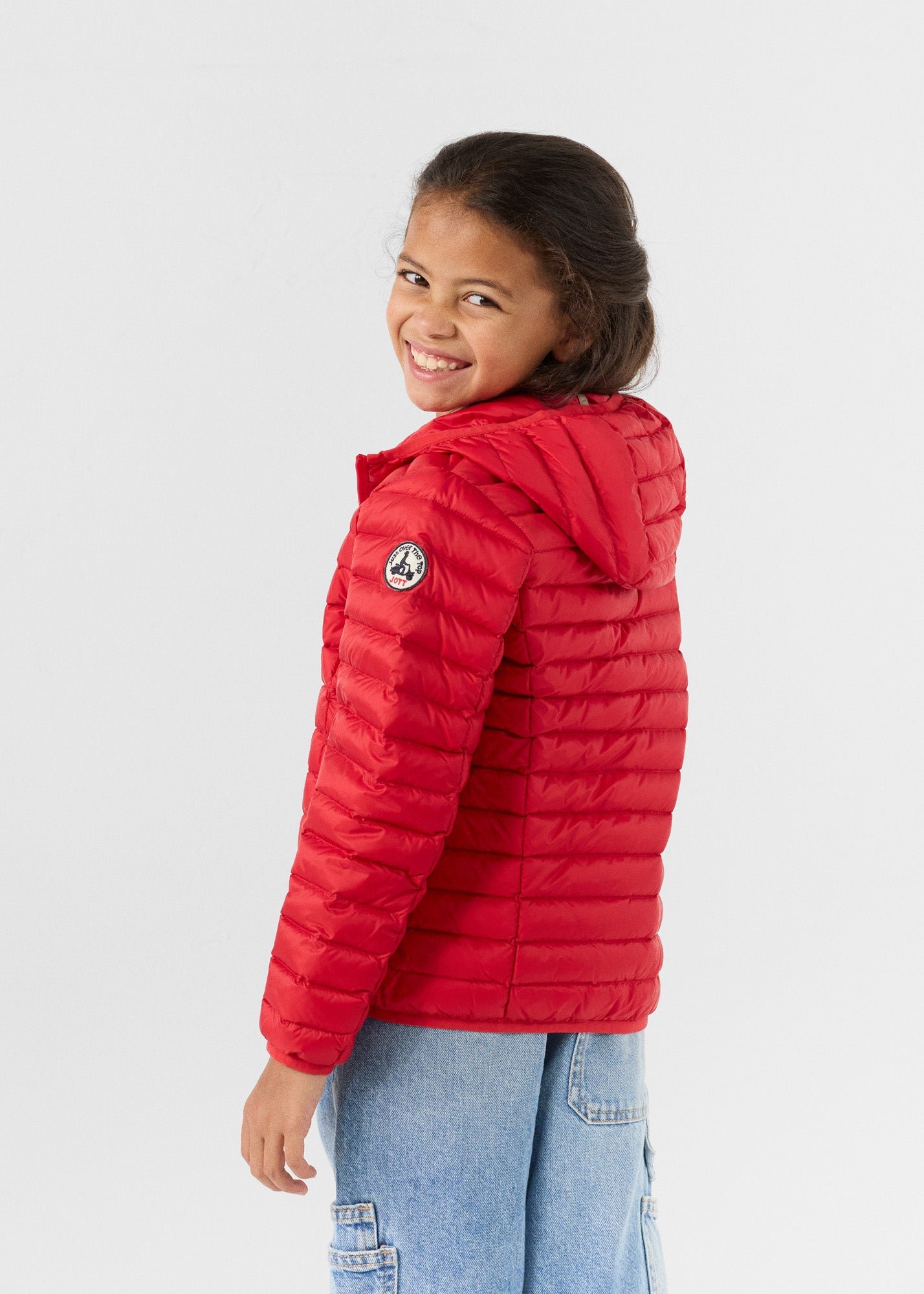 Hugo lightweight hooded child's puffer coat JOTT Red
