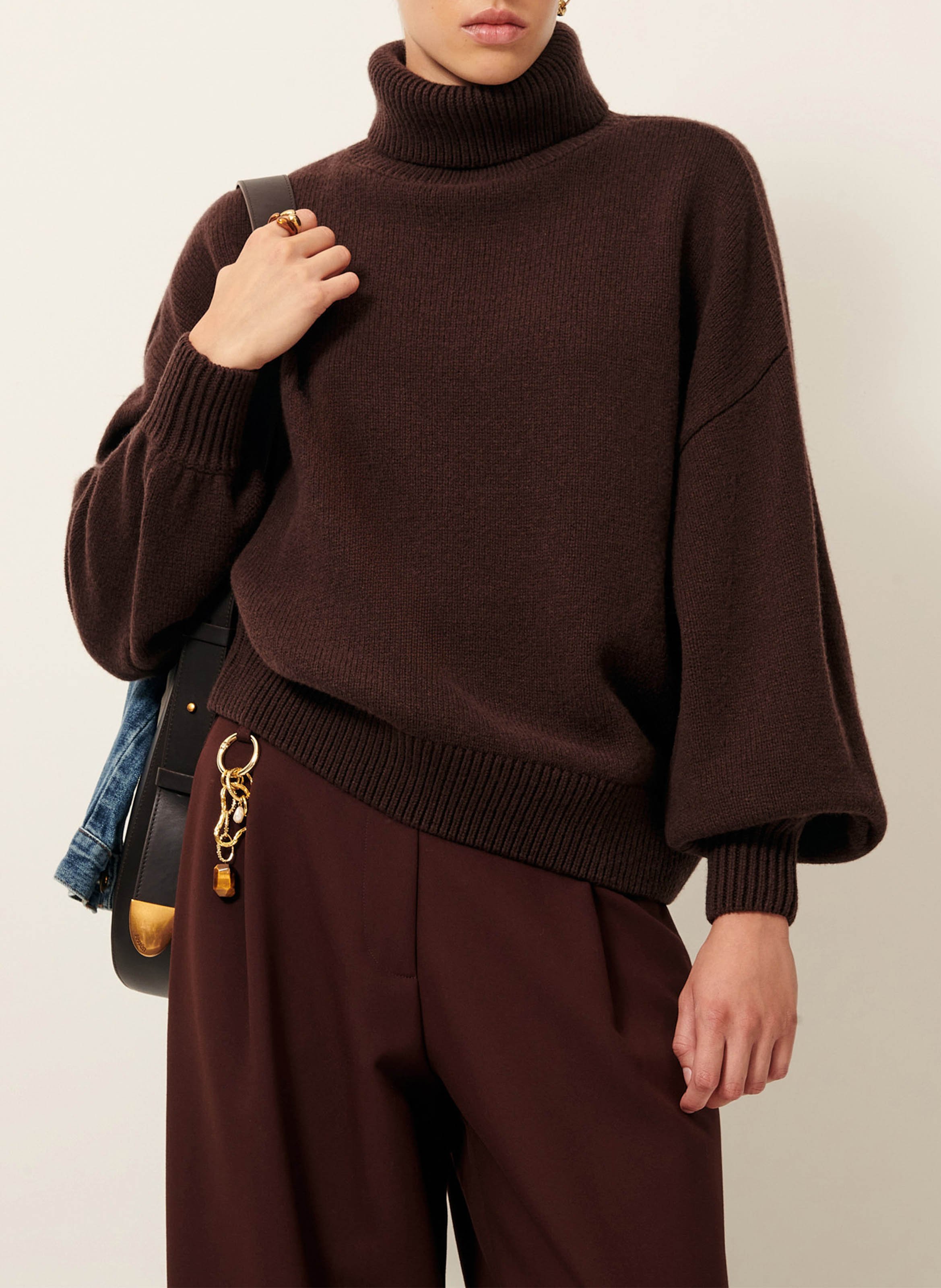 Pull oversize col roulé en laine et cachemire SESSUN