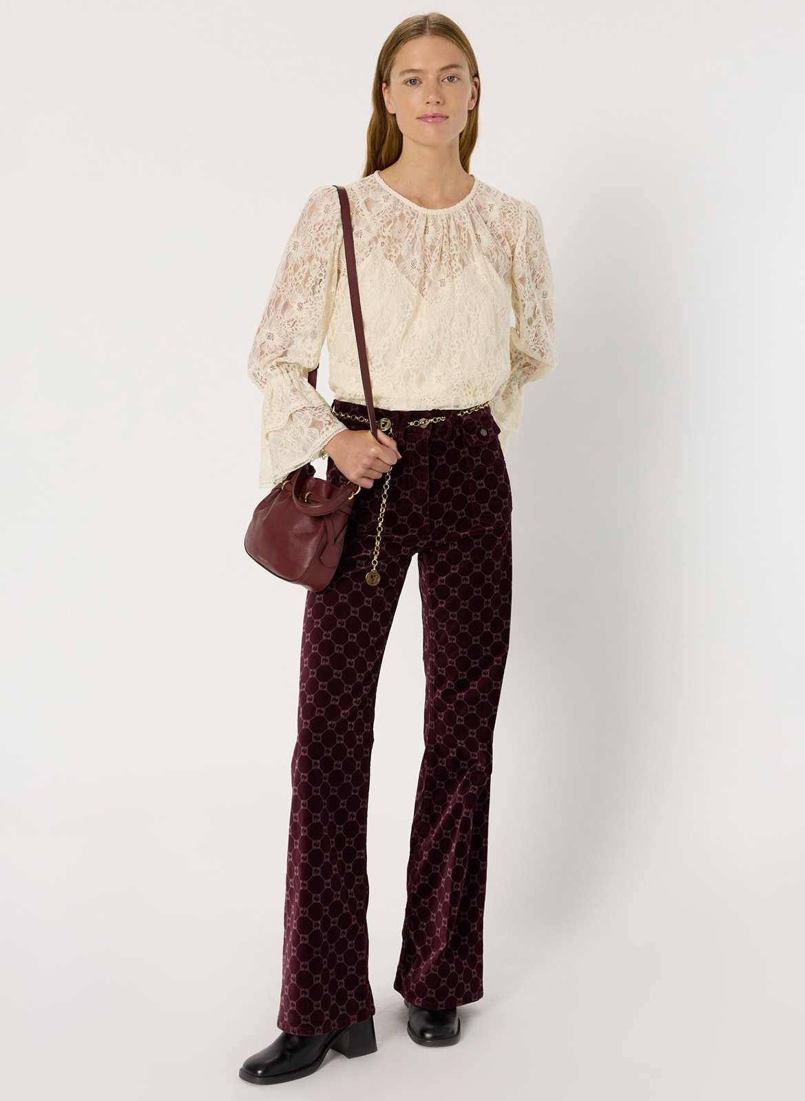 Top droit col rond en dentelle GERARD DAREL Beige