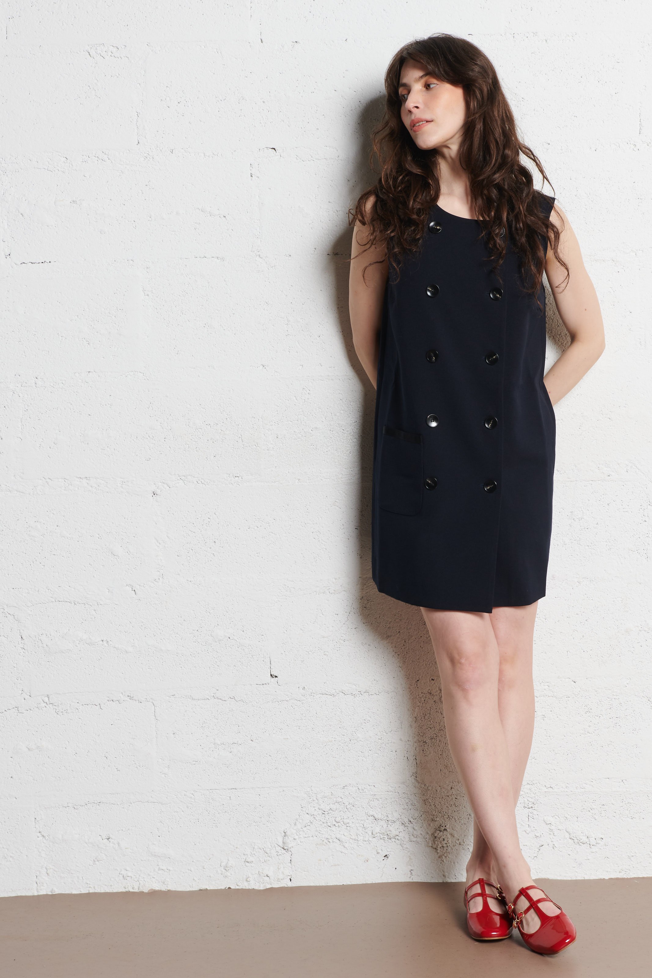 Robe courte droite col rond STELLA NOVA Bleu