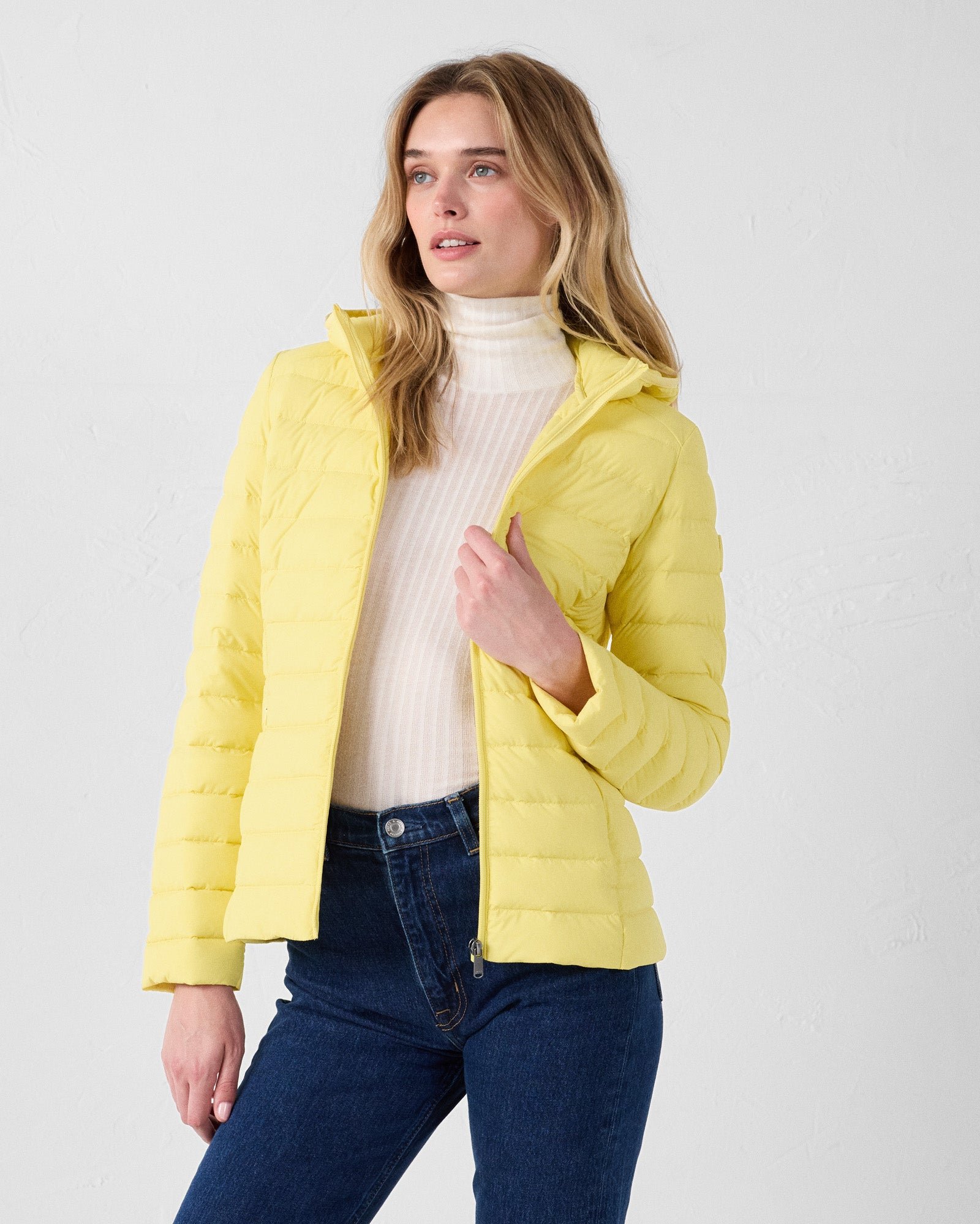 Lightweight stretch hooded puffer jacket Salma JOTT Yellow
