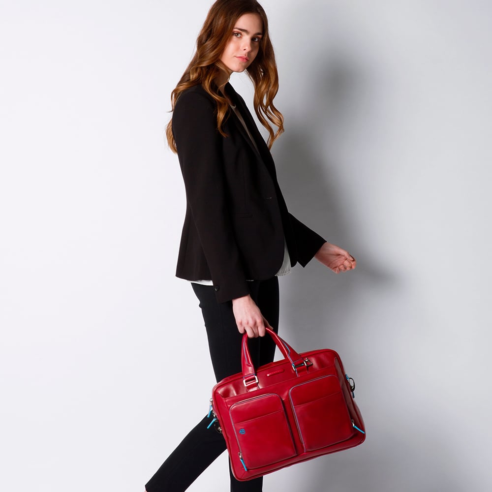 Grained faux leather laptop bag PIQUADRO Yellow