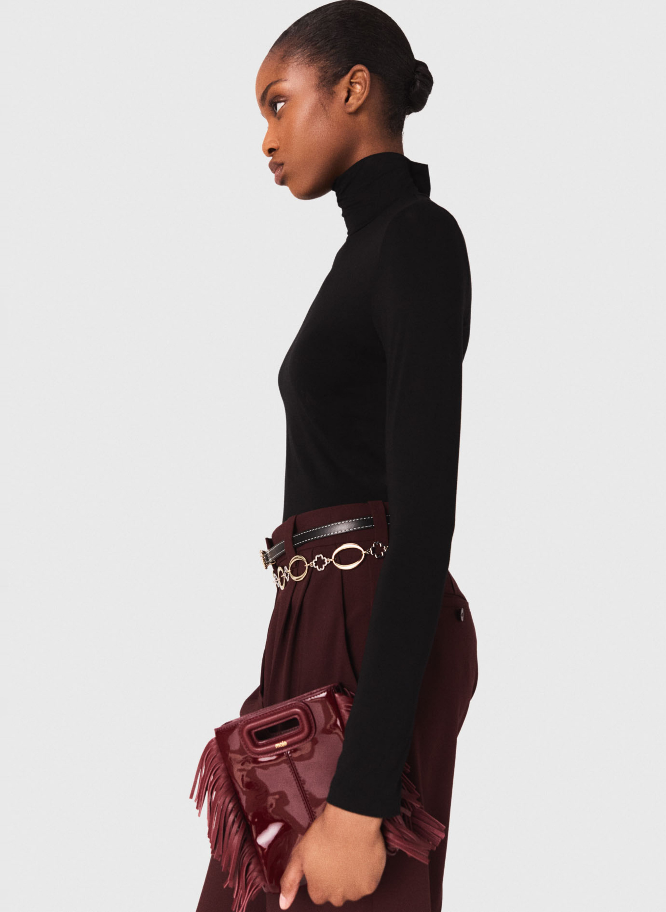 Top col roulé  MAJE Noir