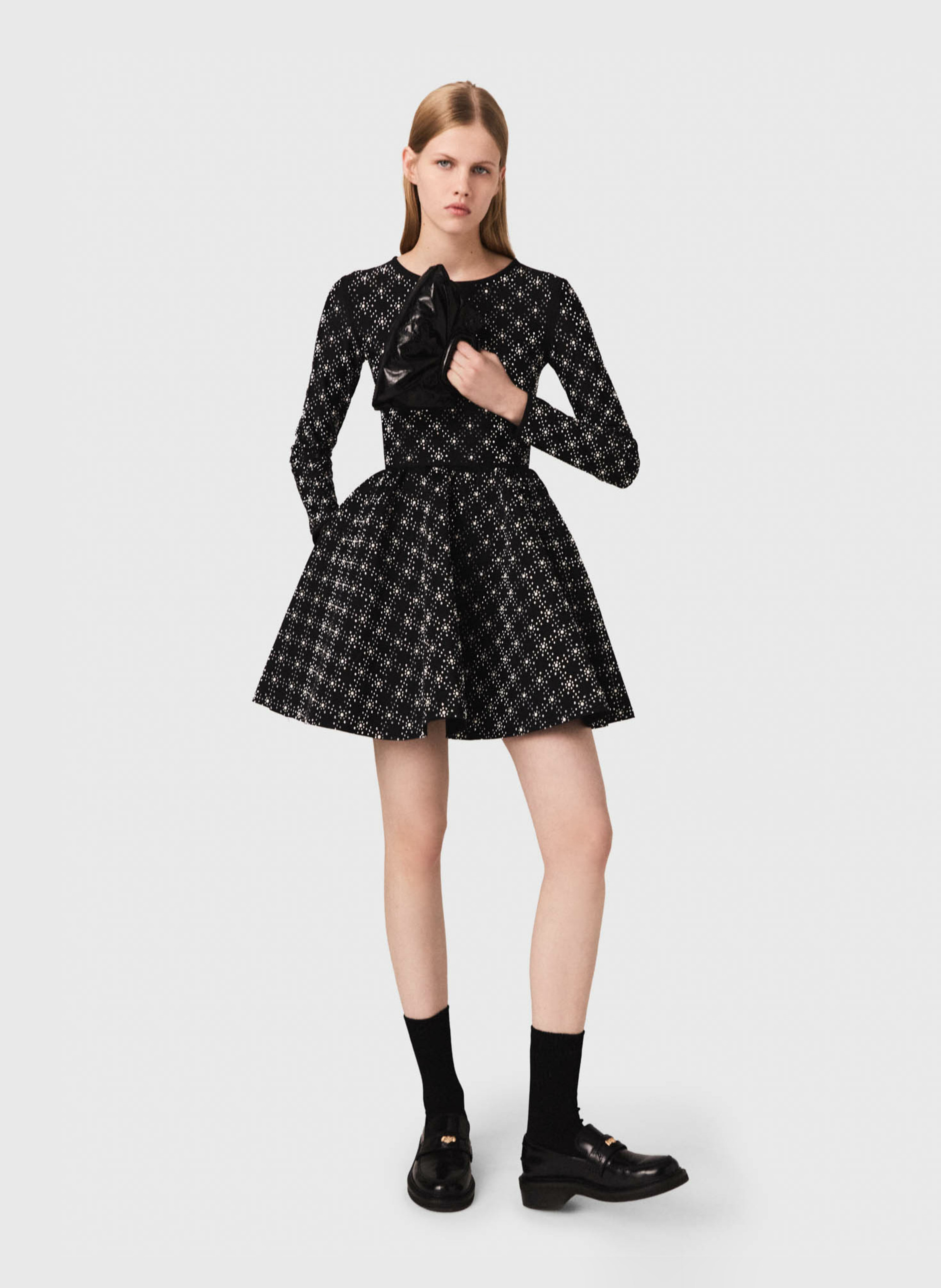 Short printed round-neck dress MAJE Black