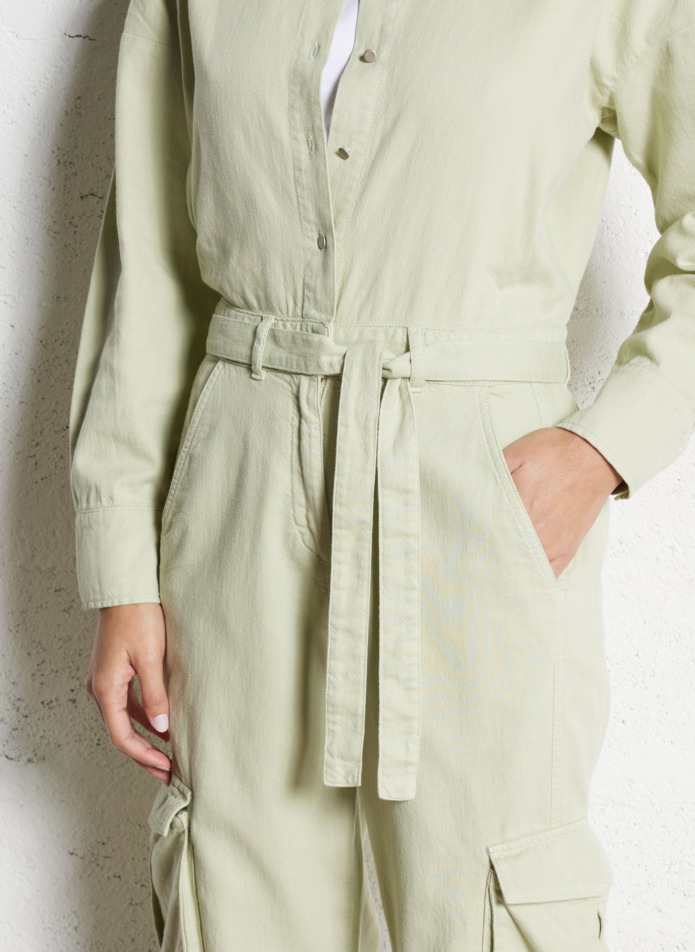 Cotton jumpsuit with classic collar IKKS Green