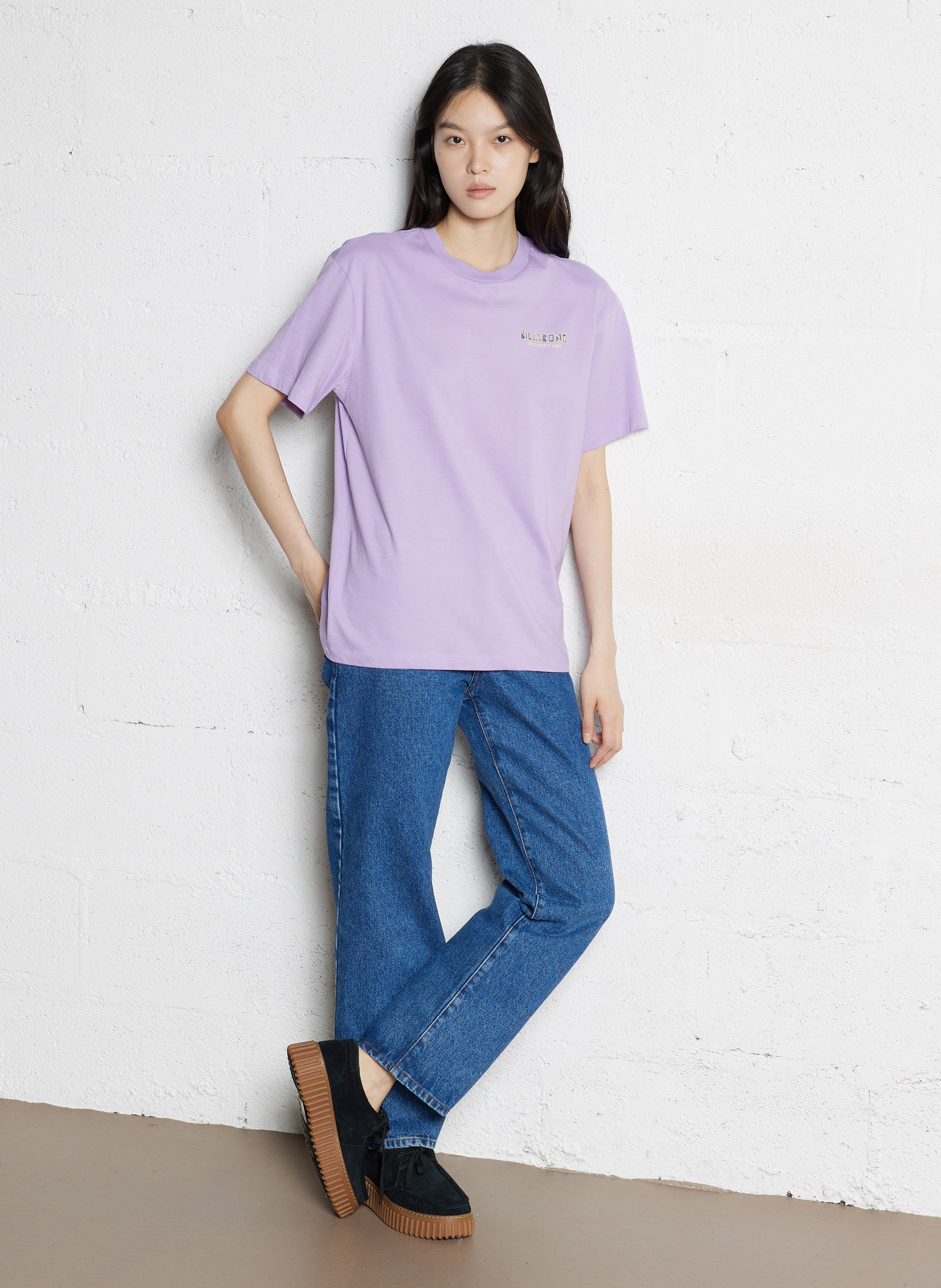 Tee-shirt oversize col rond en coton BILLABONG Violet