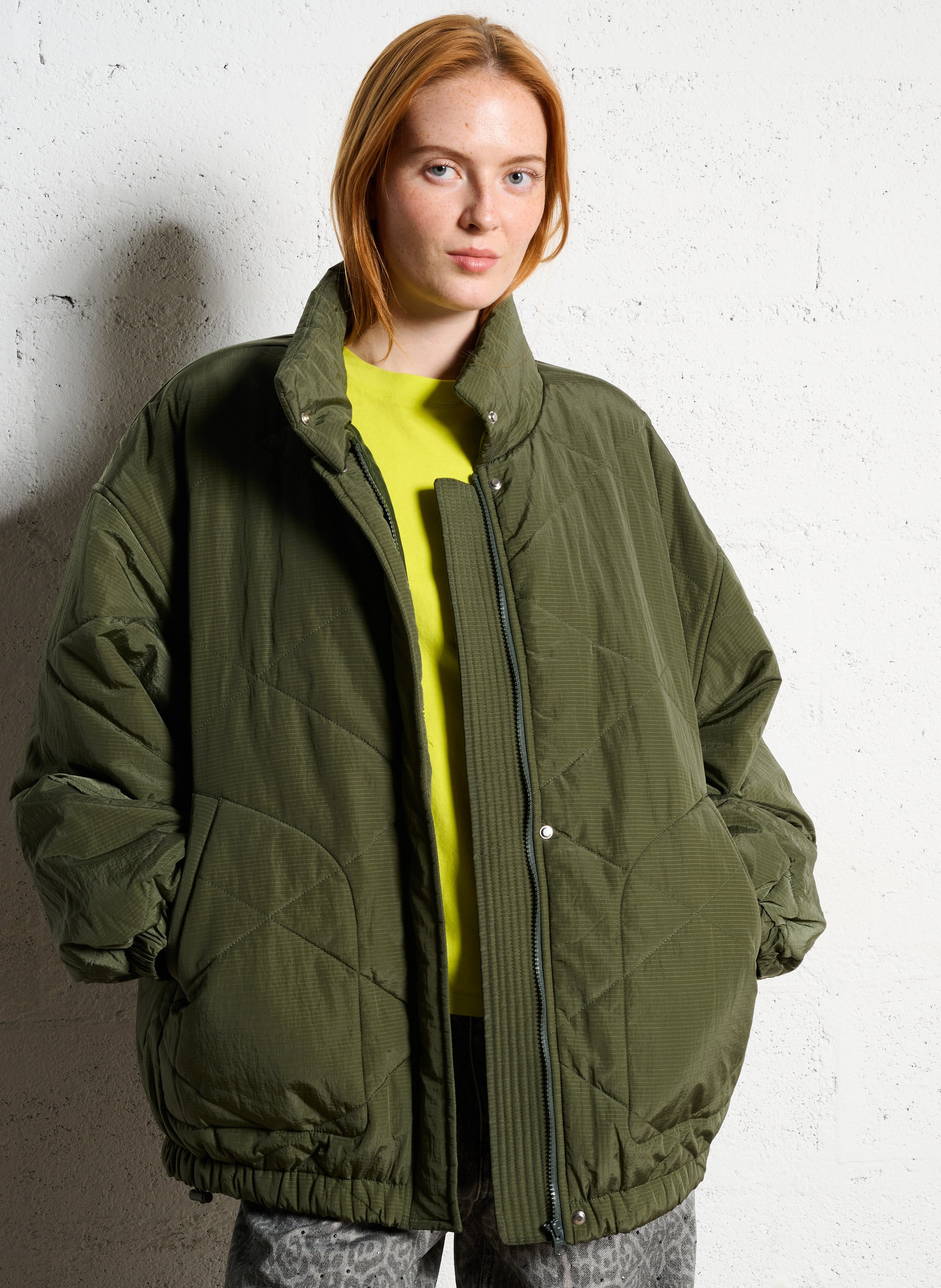 Oversized donsjack met opstaande kraag AMERICAN VINTAGE Groen