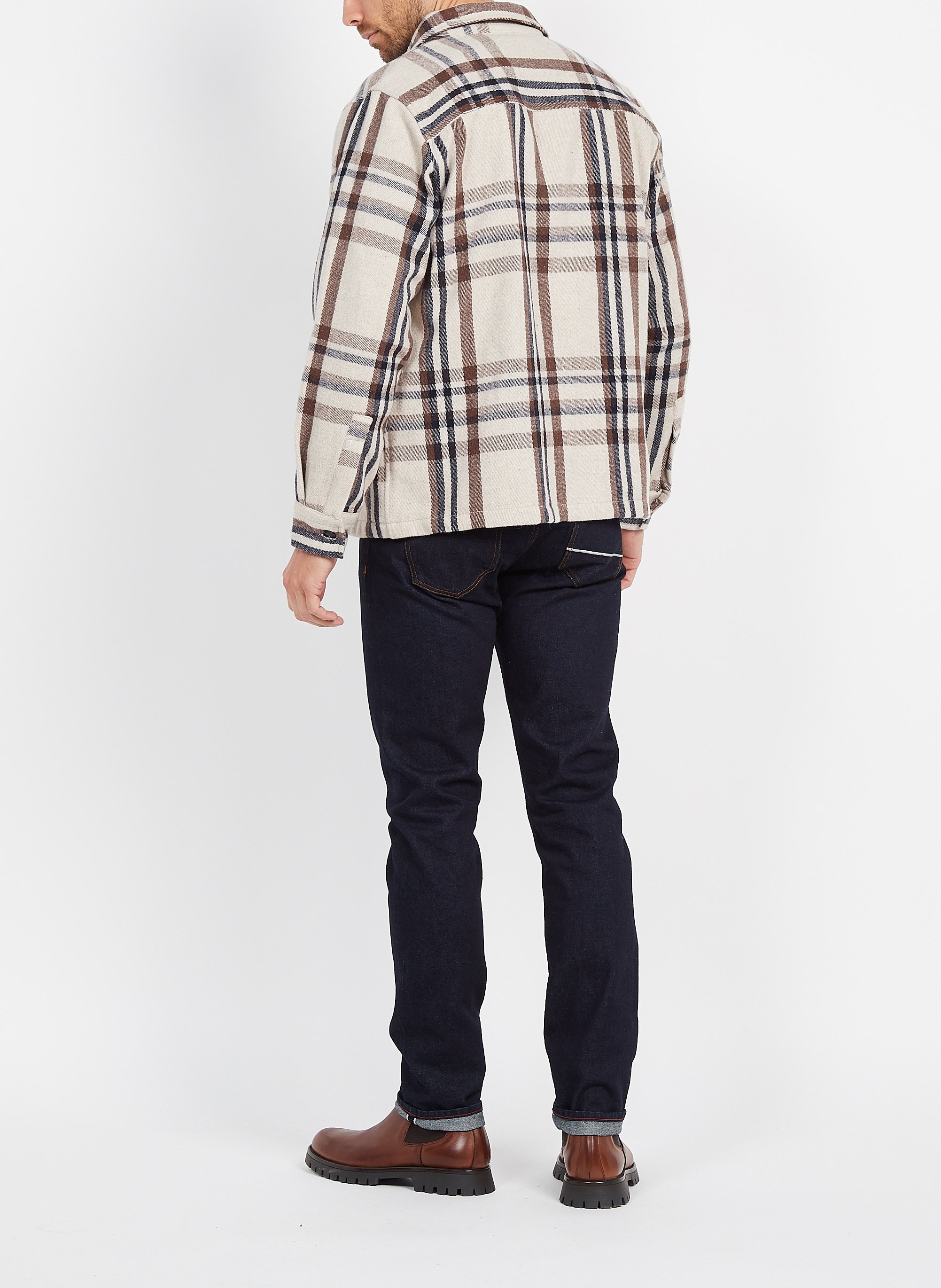 Surchemise droite à carreaux SCHOTT Beige