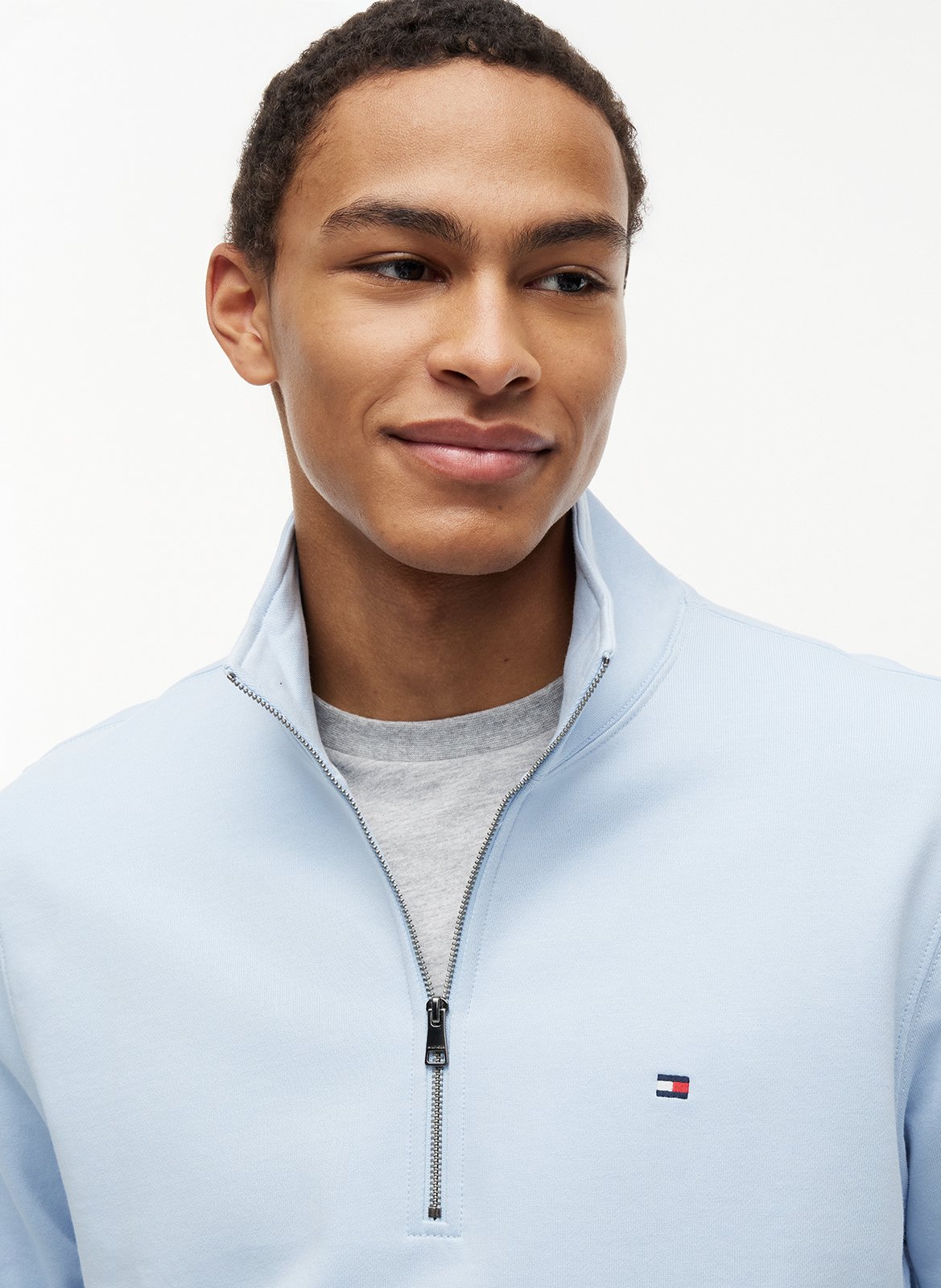 High-neck straight-cut cotton sweater TOMMY HILFIGER Blue