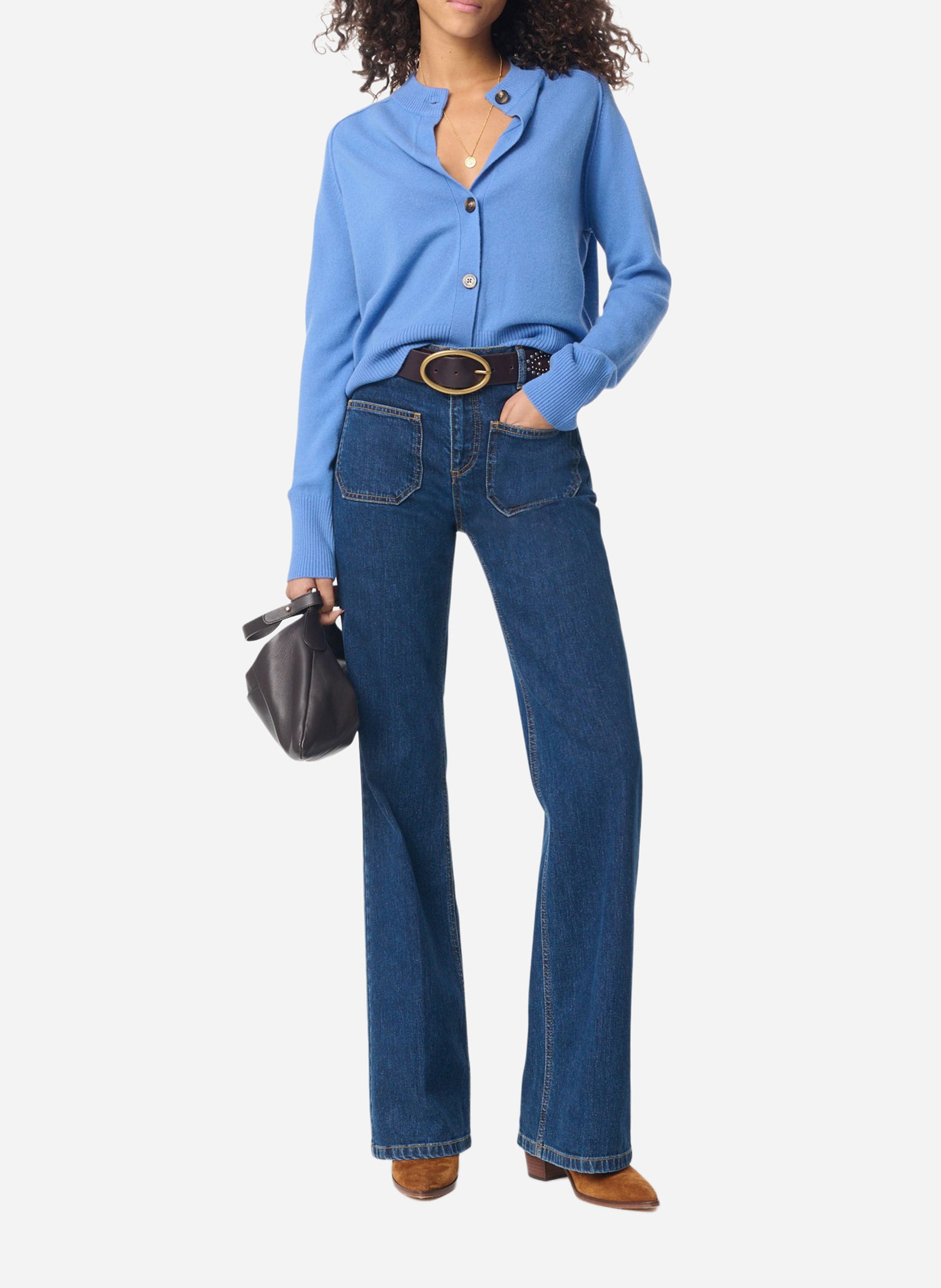 Short buttoned solid cardigan VANESSA BRUNO Blue