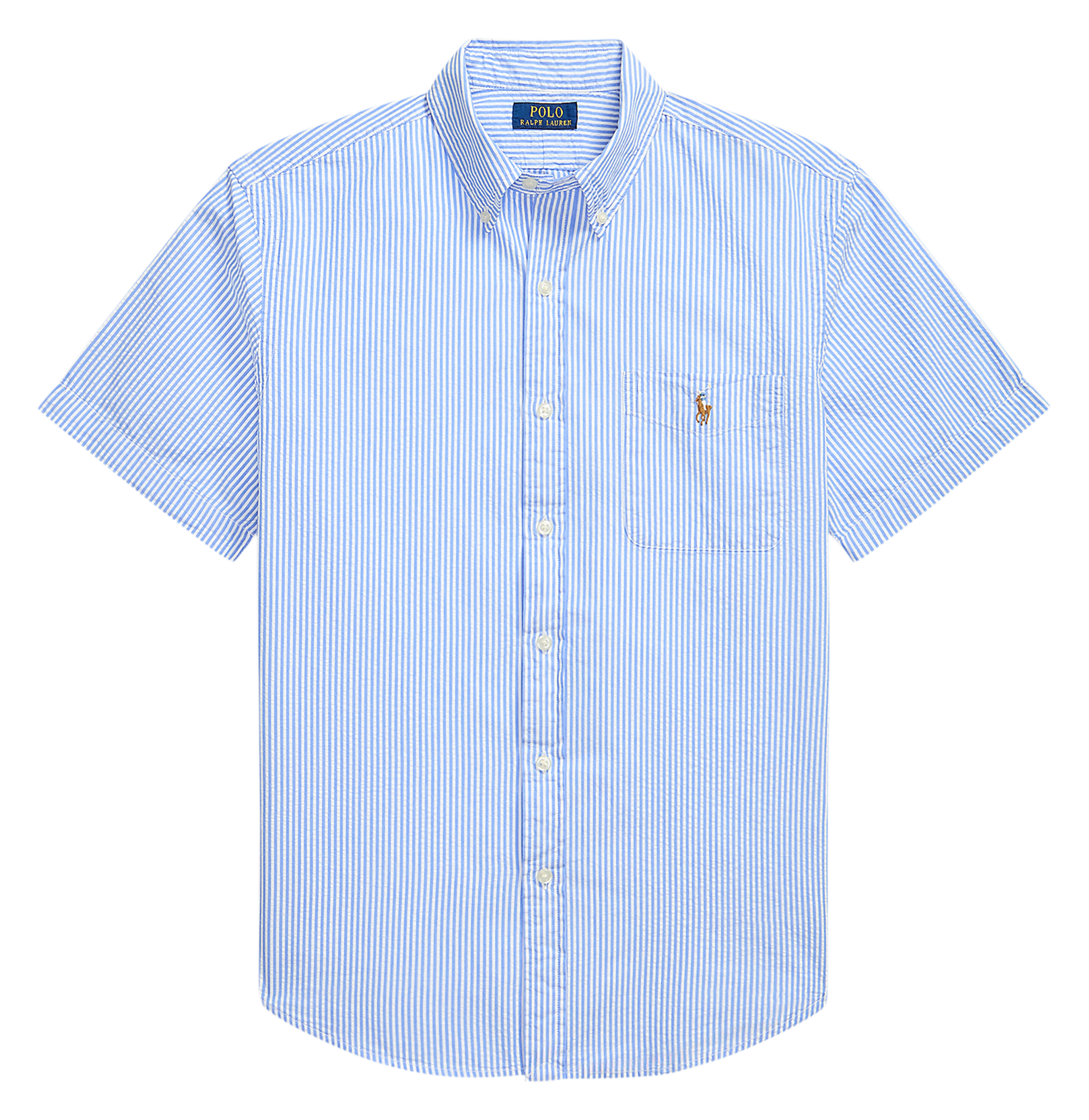 Chemise droite col classique en coton rayé POLO RALPH LAUREN Bleu