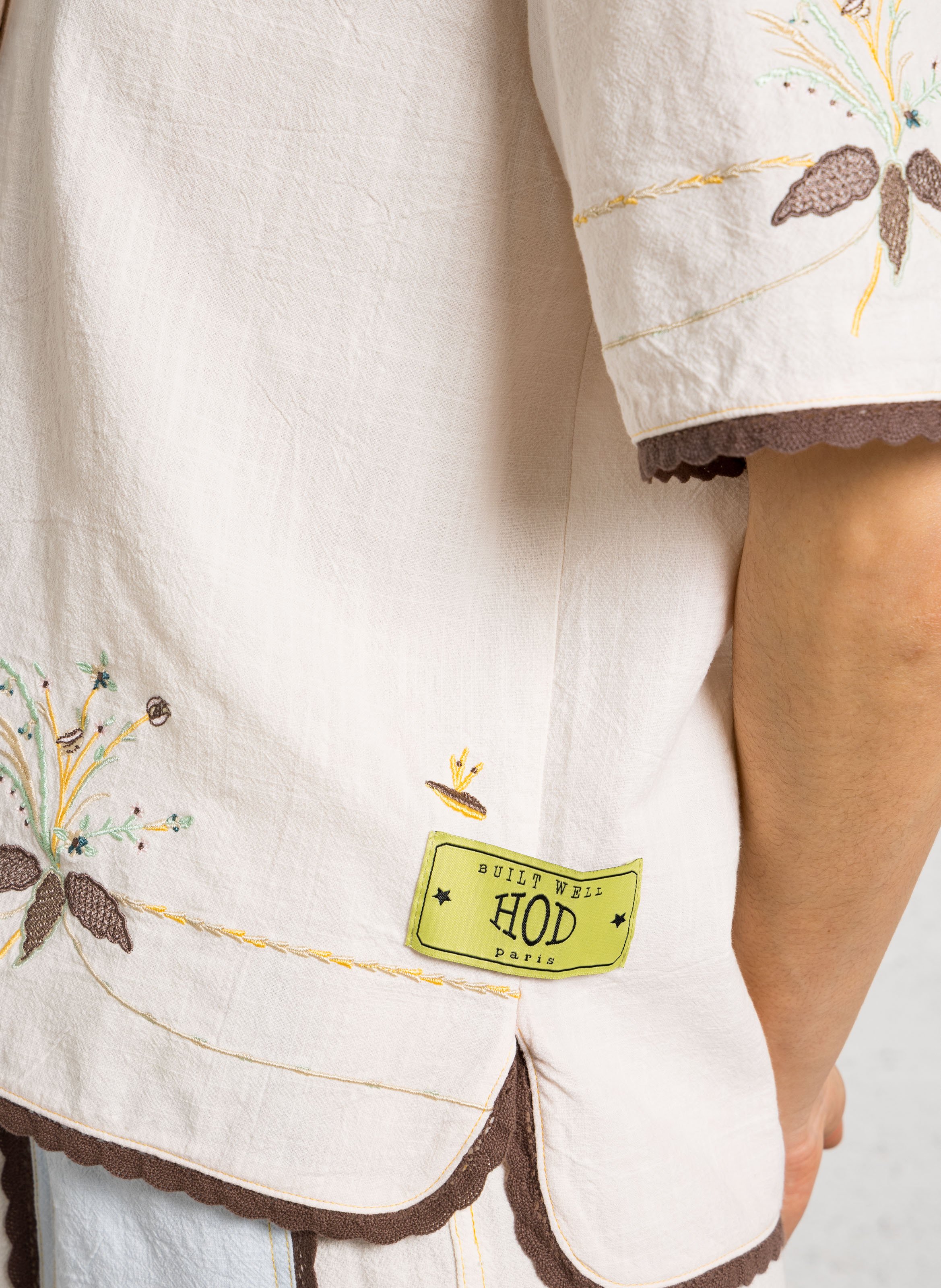 Straight button-down shirt with embroideries HOD PARIS White