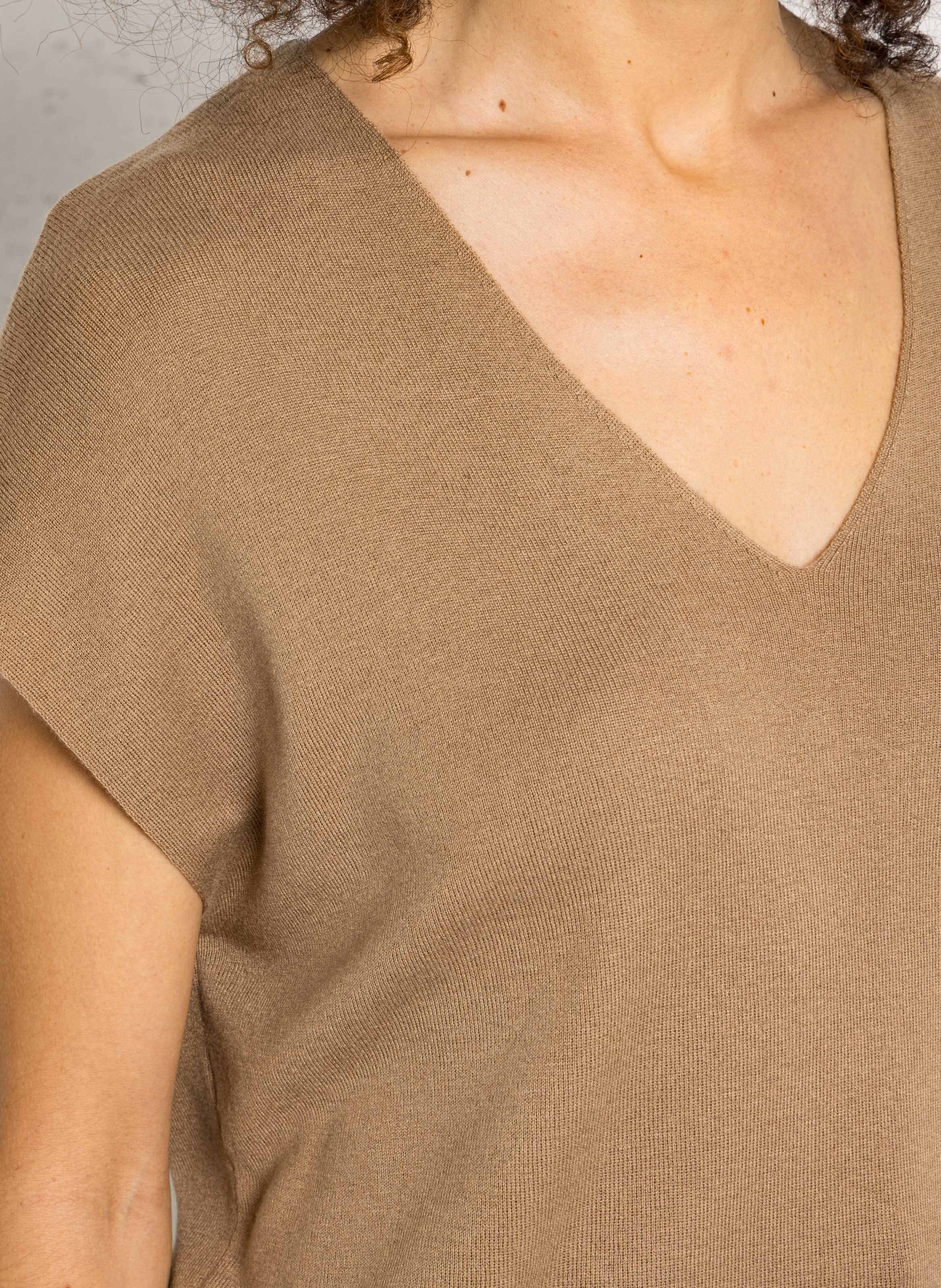 V-neck straight-cut sweater SUD EXPRESS Brown