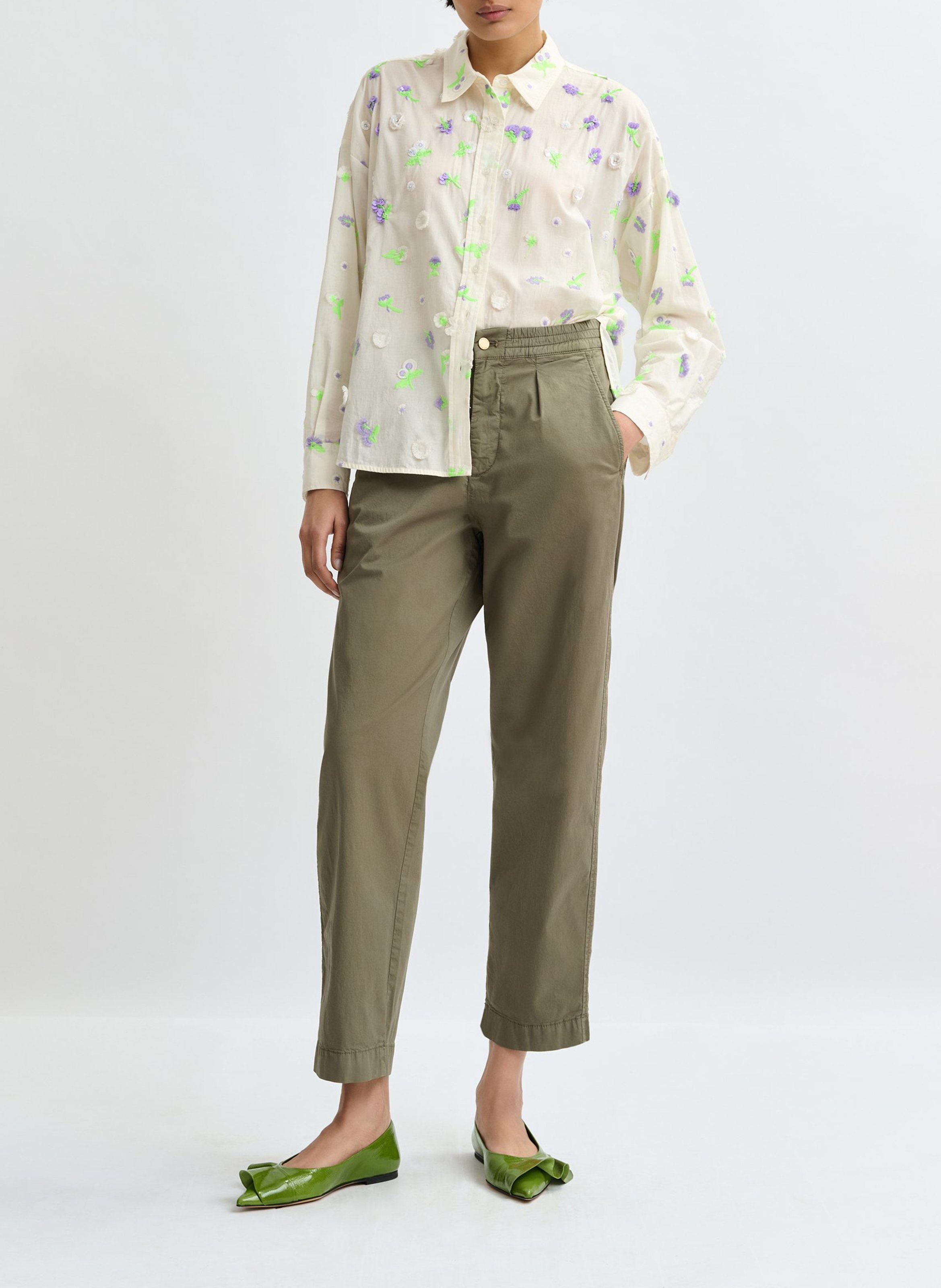 Embroidered cotton shirt  ESSENTIEL ANTWERP White