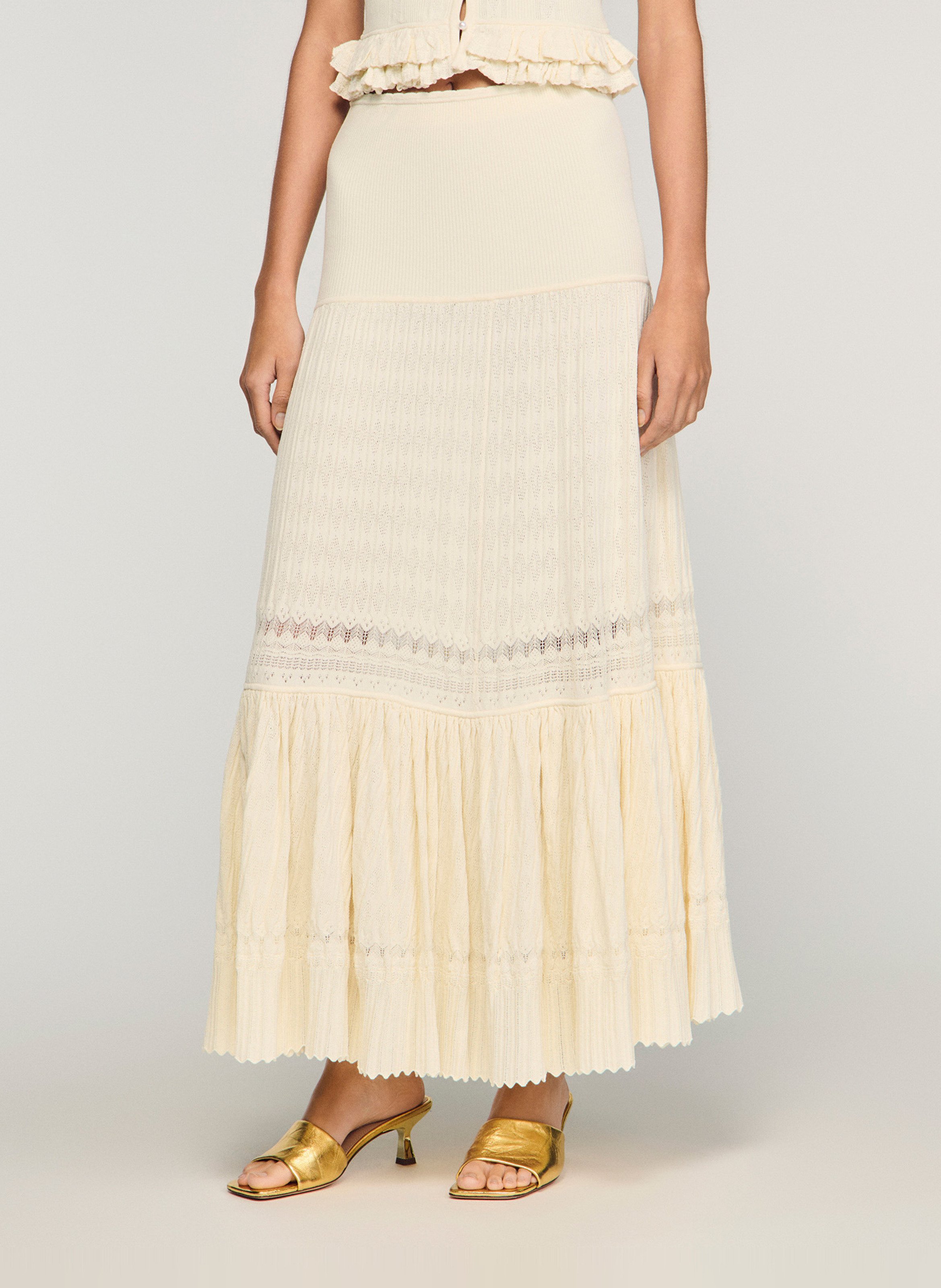 Jupe longue  SANDRO Beige