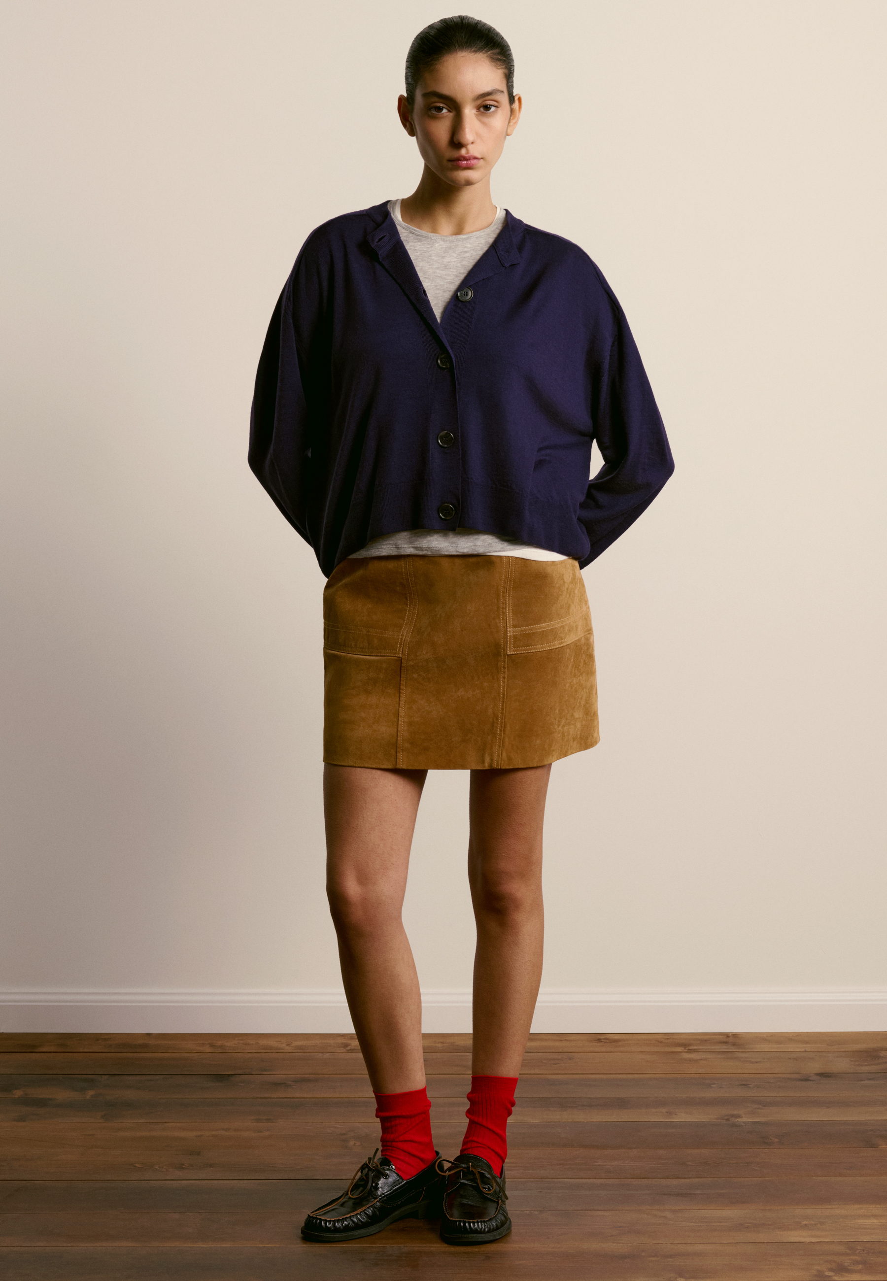 Merino wool cardigan MAISON MONTAGUT Purple