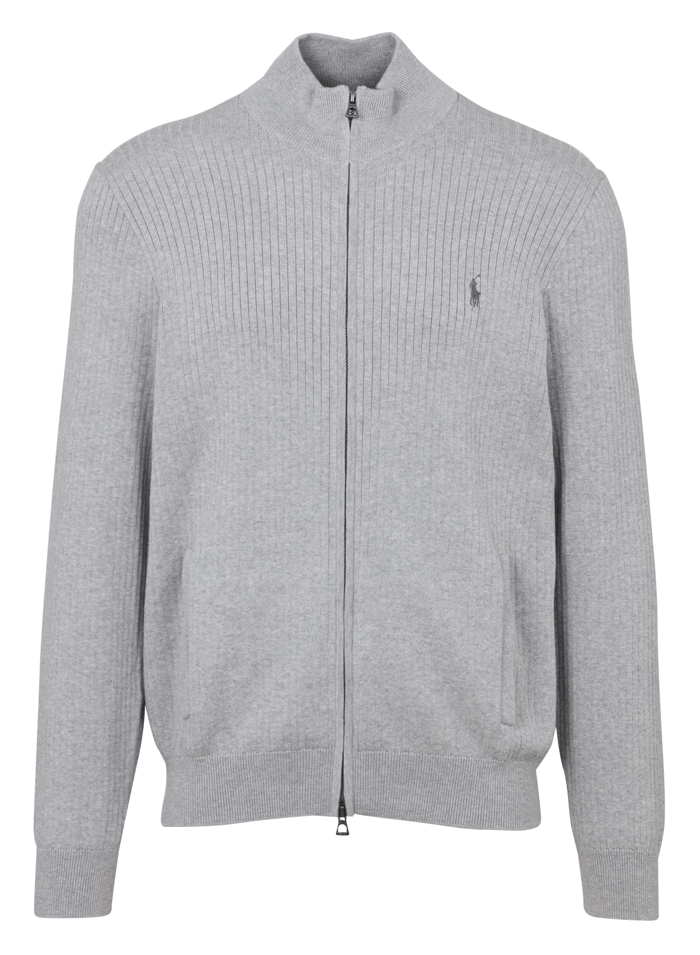 Straight cotton high-neck cardigan POLO RALPH LAUREN Grey