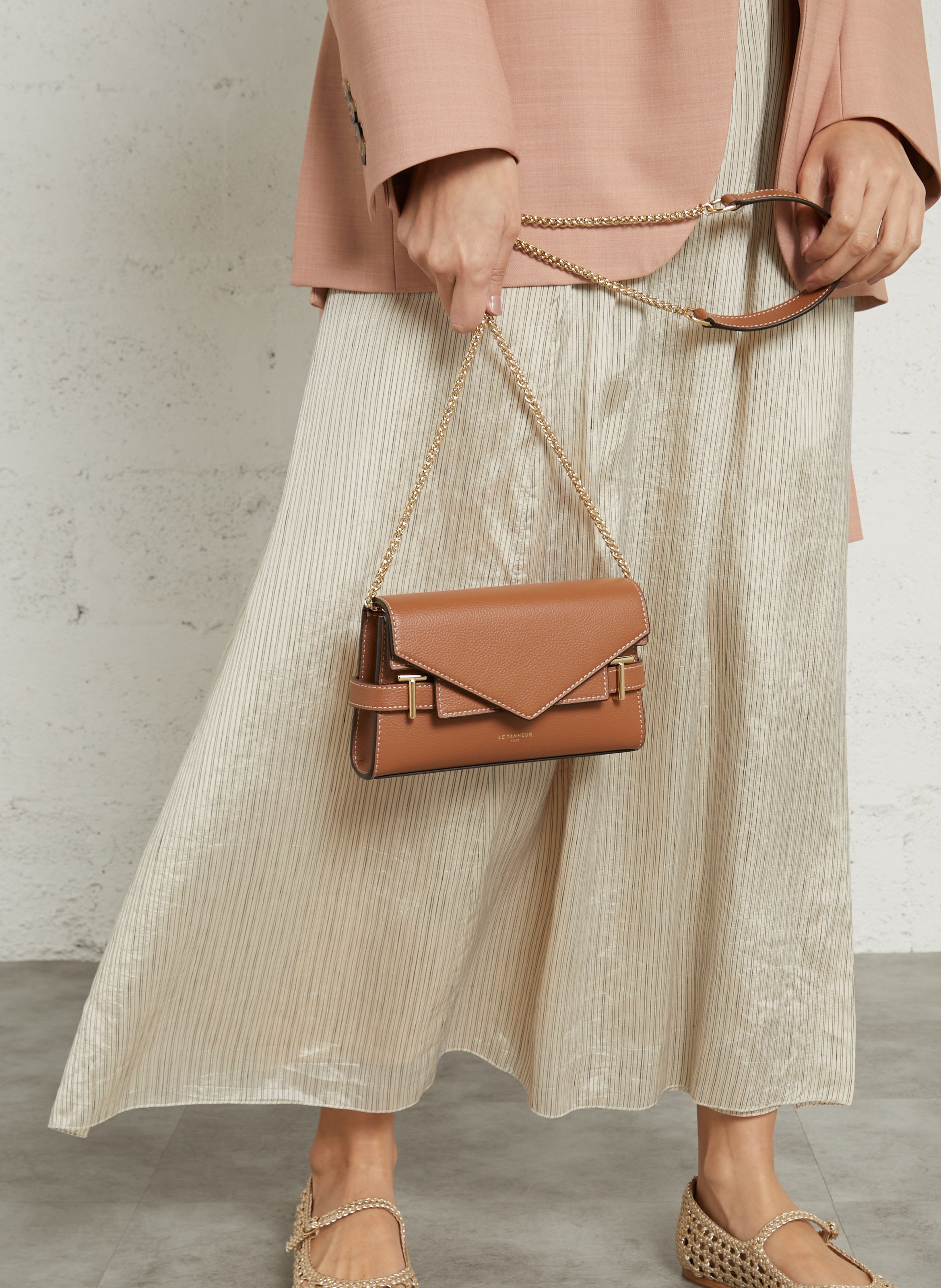 Sac bandoulière en cuir LE TANNEUR Marron