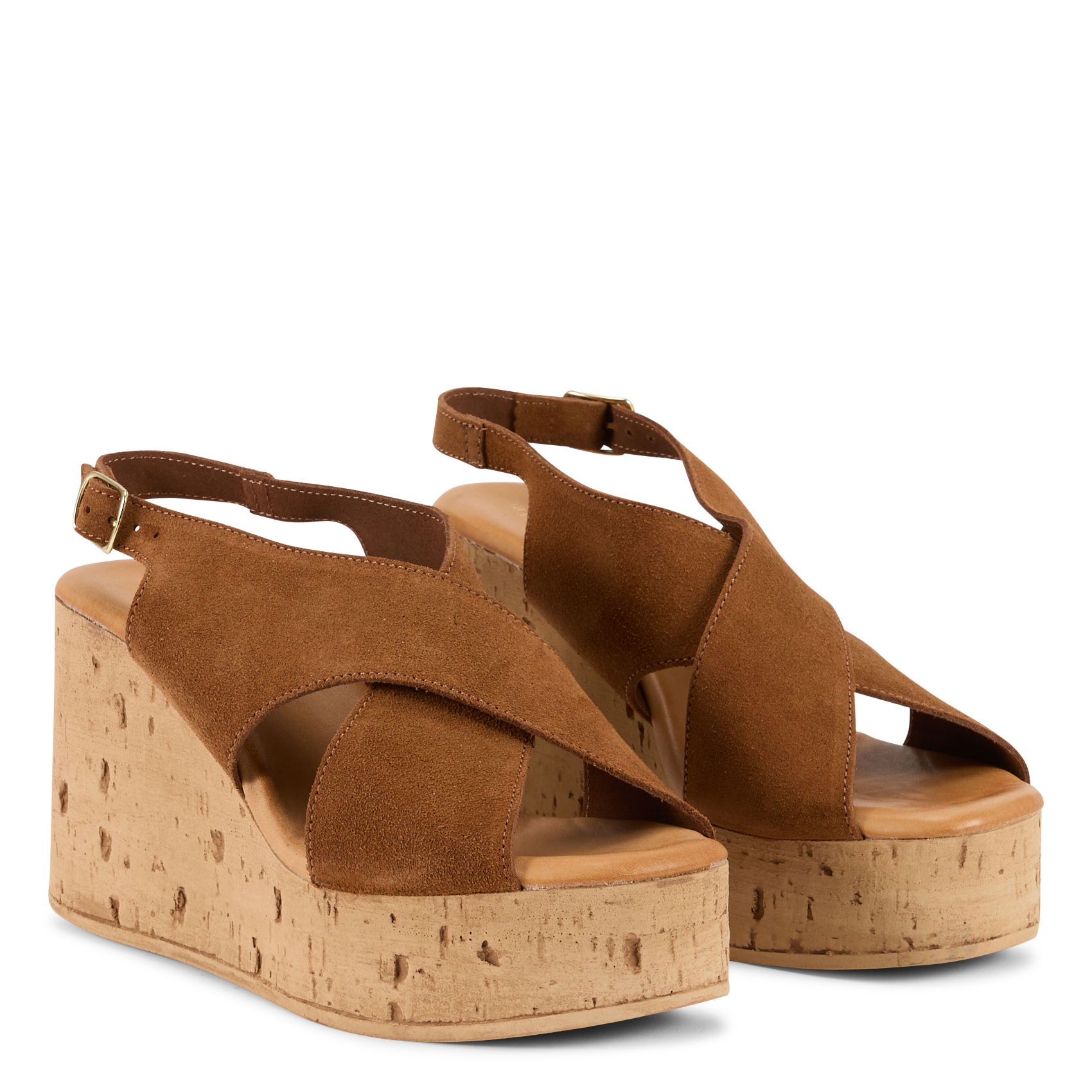 Sandales compensées en cuir LA FEE MARABOUTEE Marron