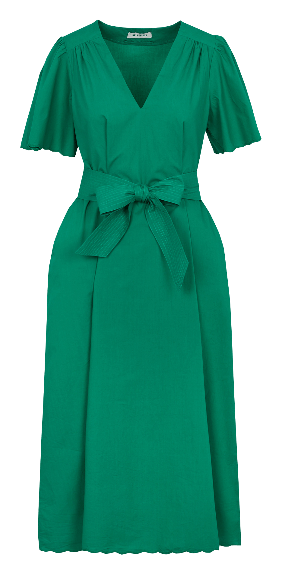 Lange, uitlopende jurk van katoen BELLEPIECE Groen