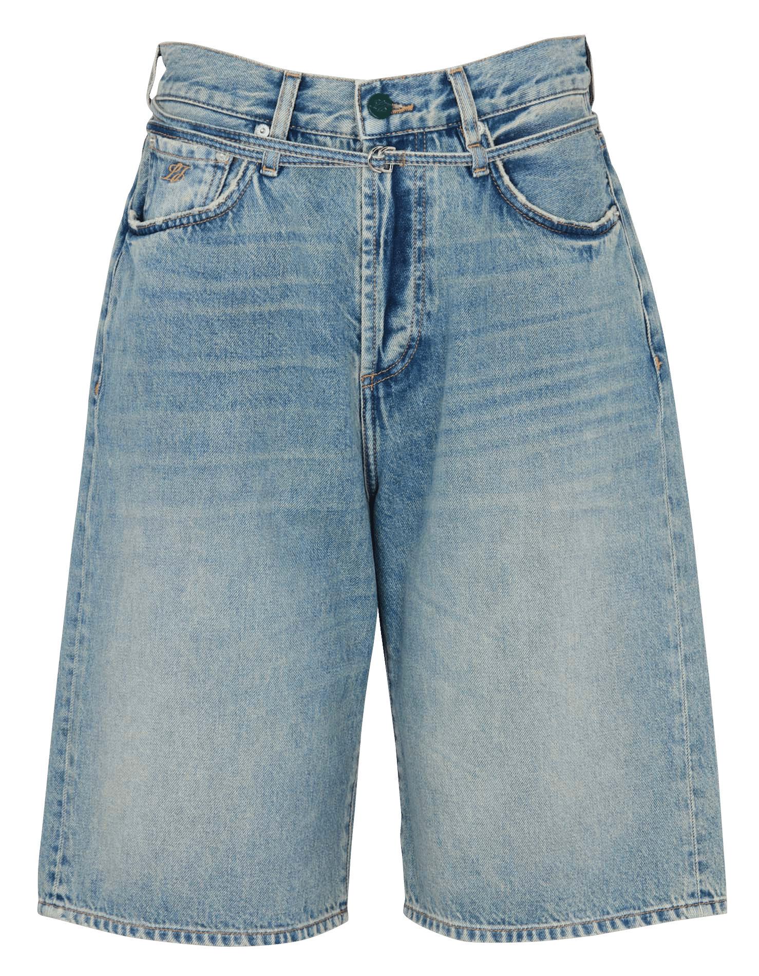 High-rise straight cotton Bermuda shorts LAURENCE BRAS Blue