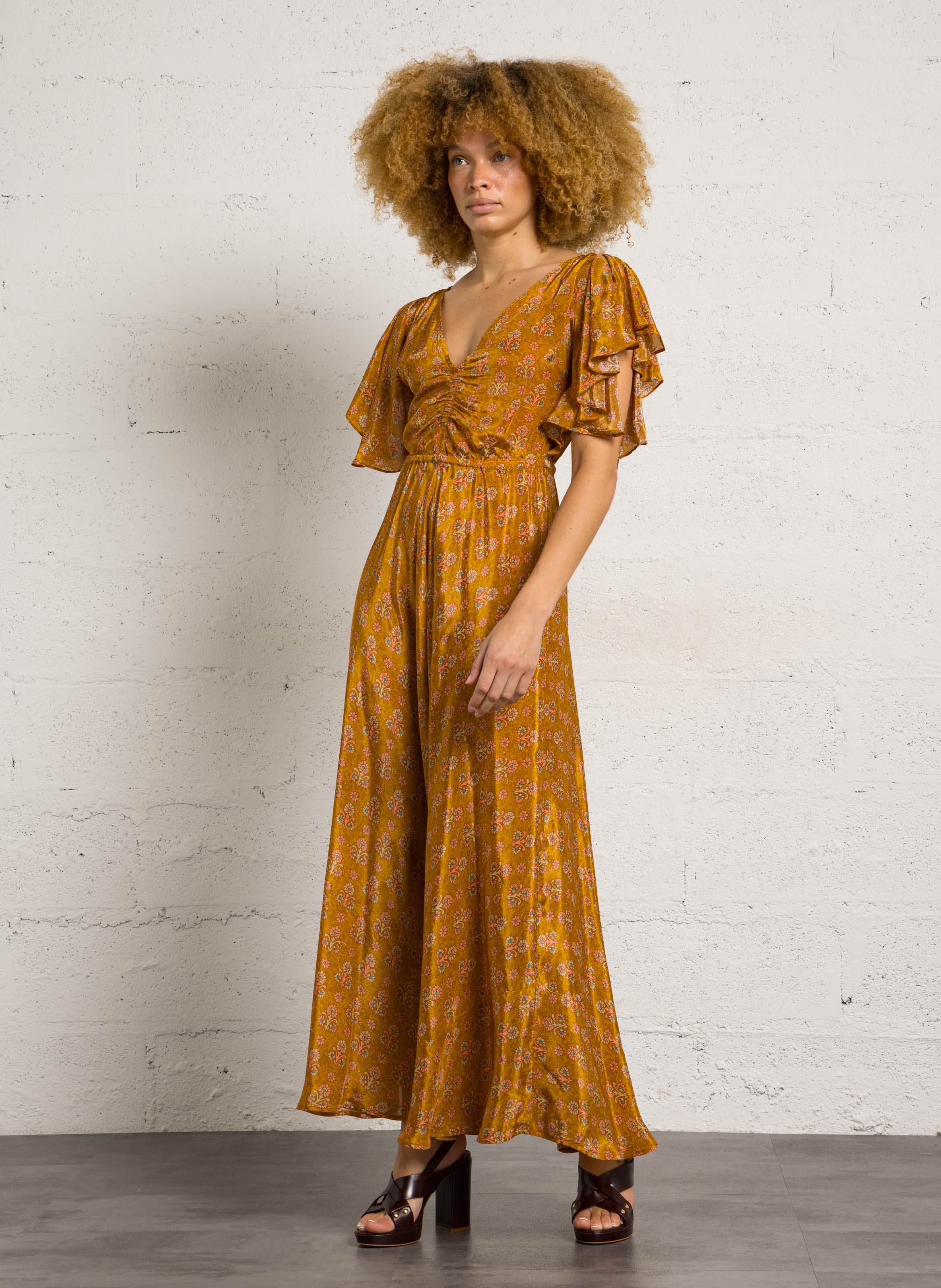 Lange, rechte en soepelvallende jurk Ohio MES DEMOISELLES Oranje