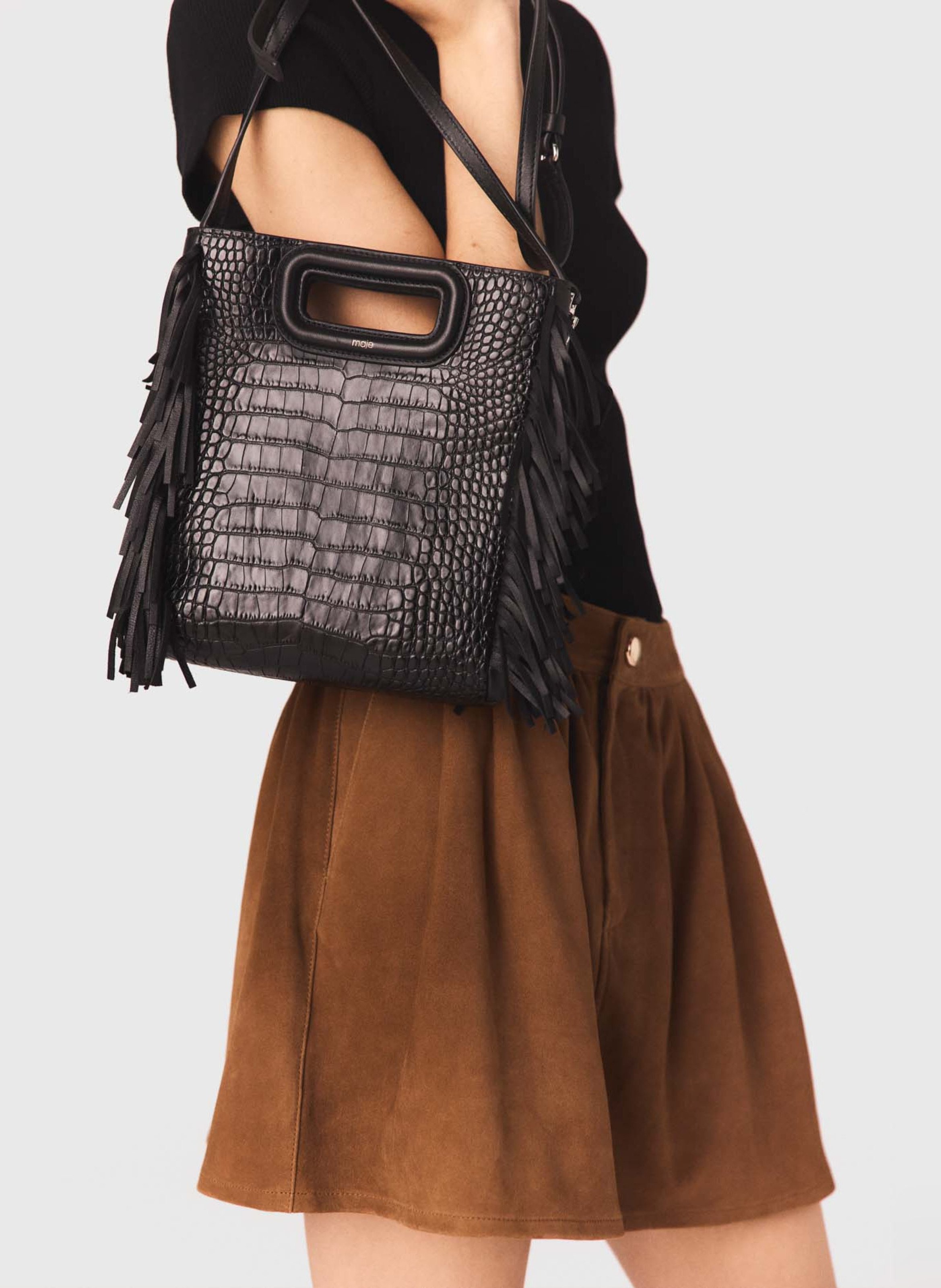 Leren crossbodytas  MAJE Zwart