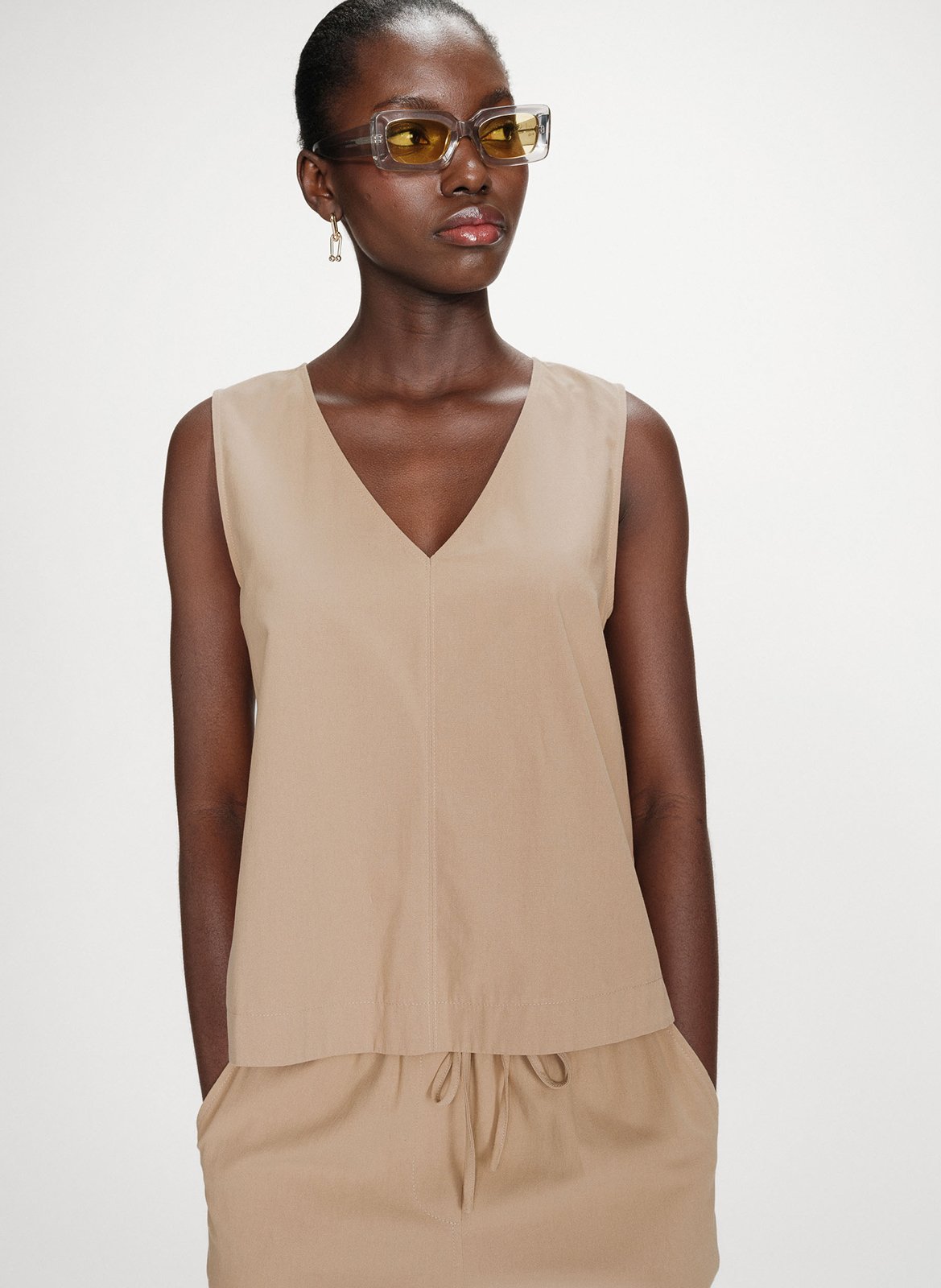 Top col v  GRACE ET MILA Beige