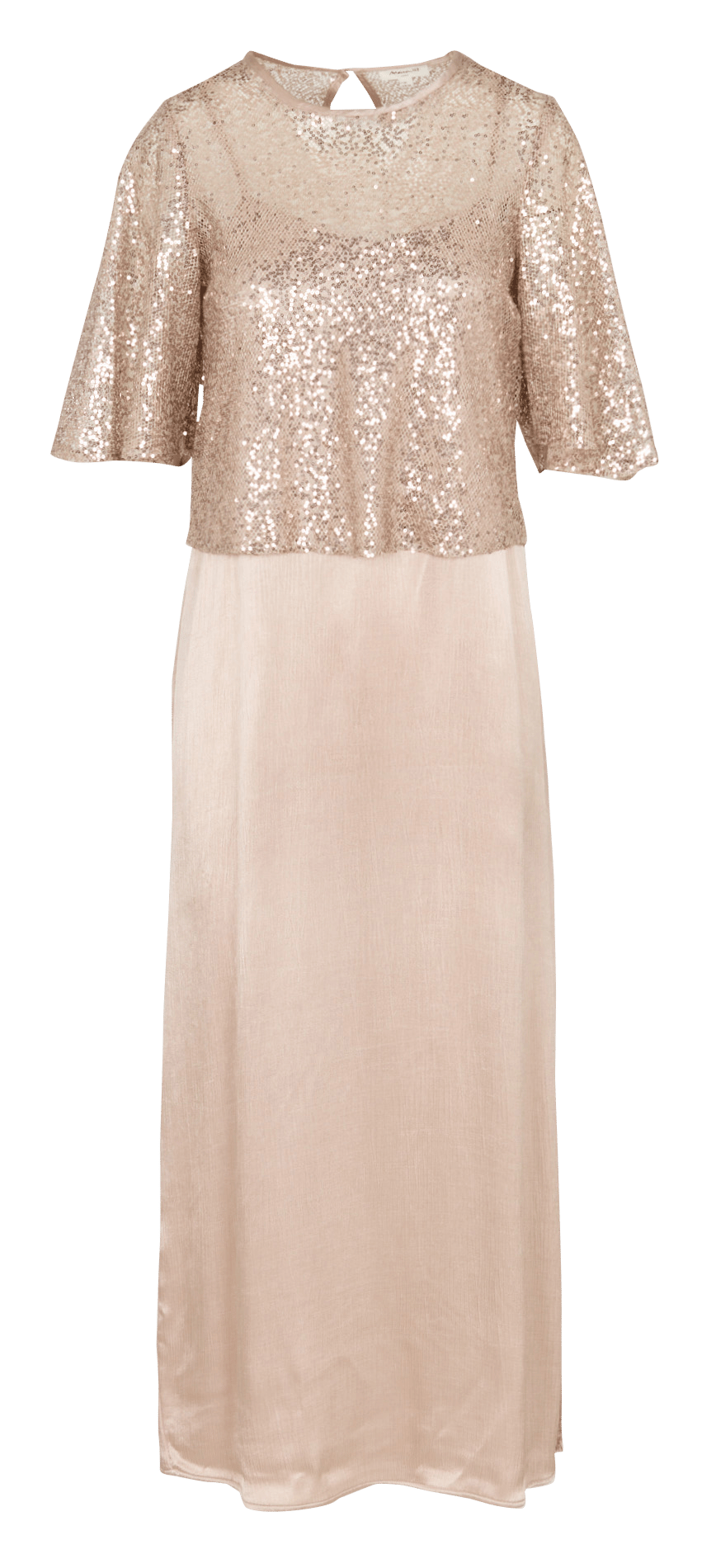 Lange jurk met ronde hals en pailletten MAISON 123 Wit