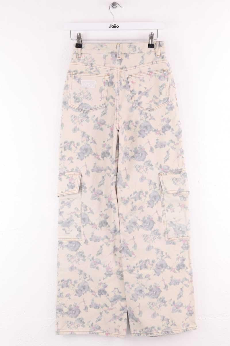 Straight cotton-blend pants GANNI - Seconde Main Beige