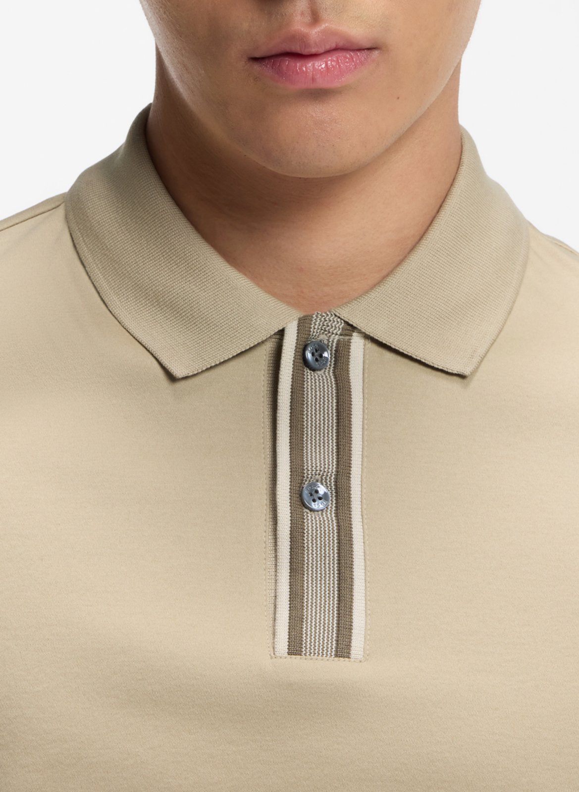 Polo droit en coton BOSS Beige