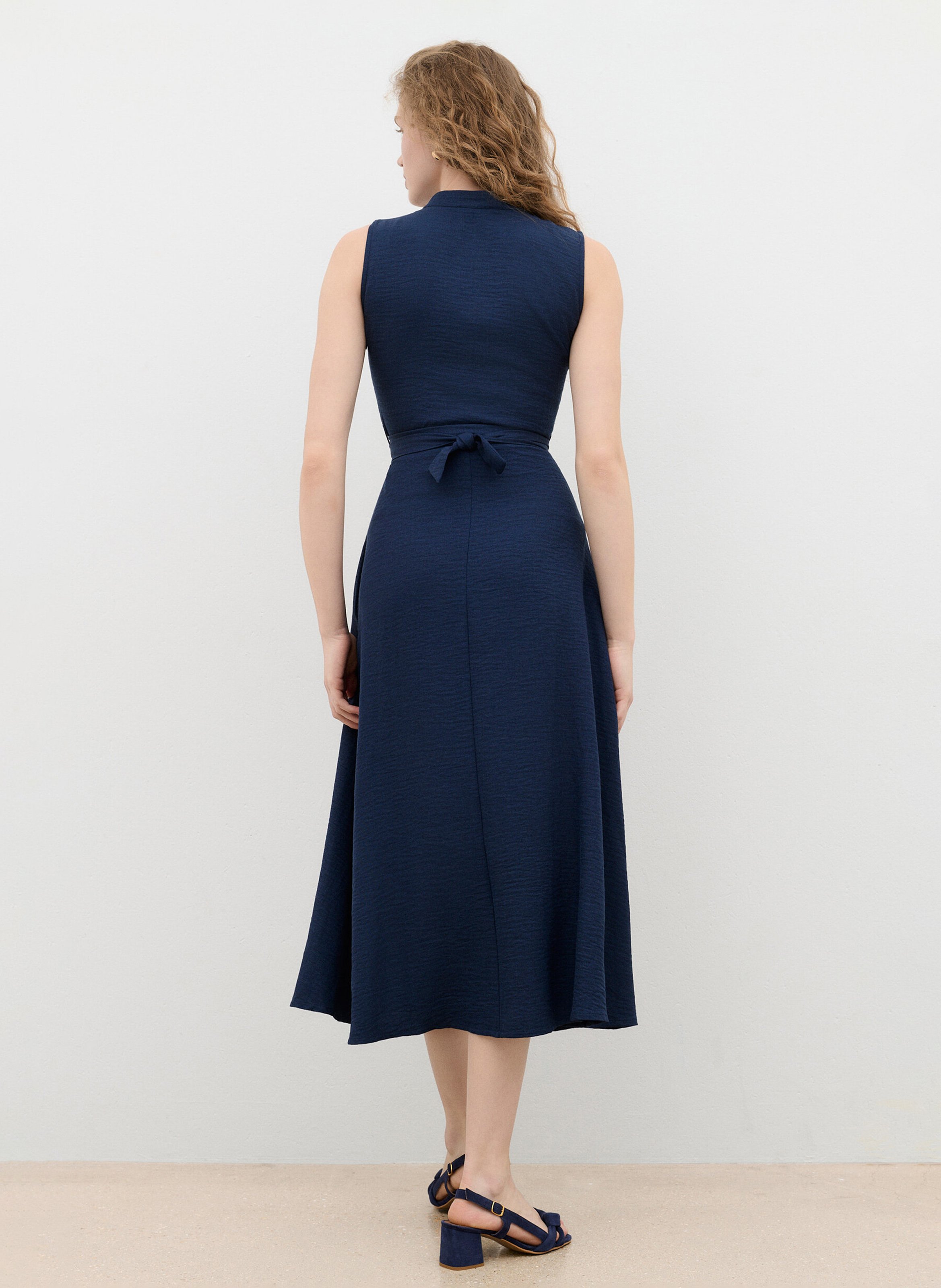 Robe midi évasée à ceinture CAROLL Bleu
