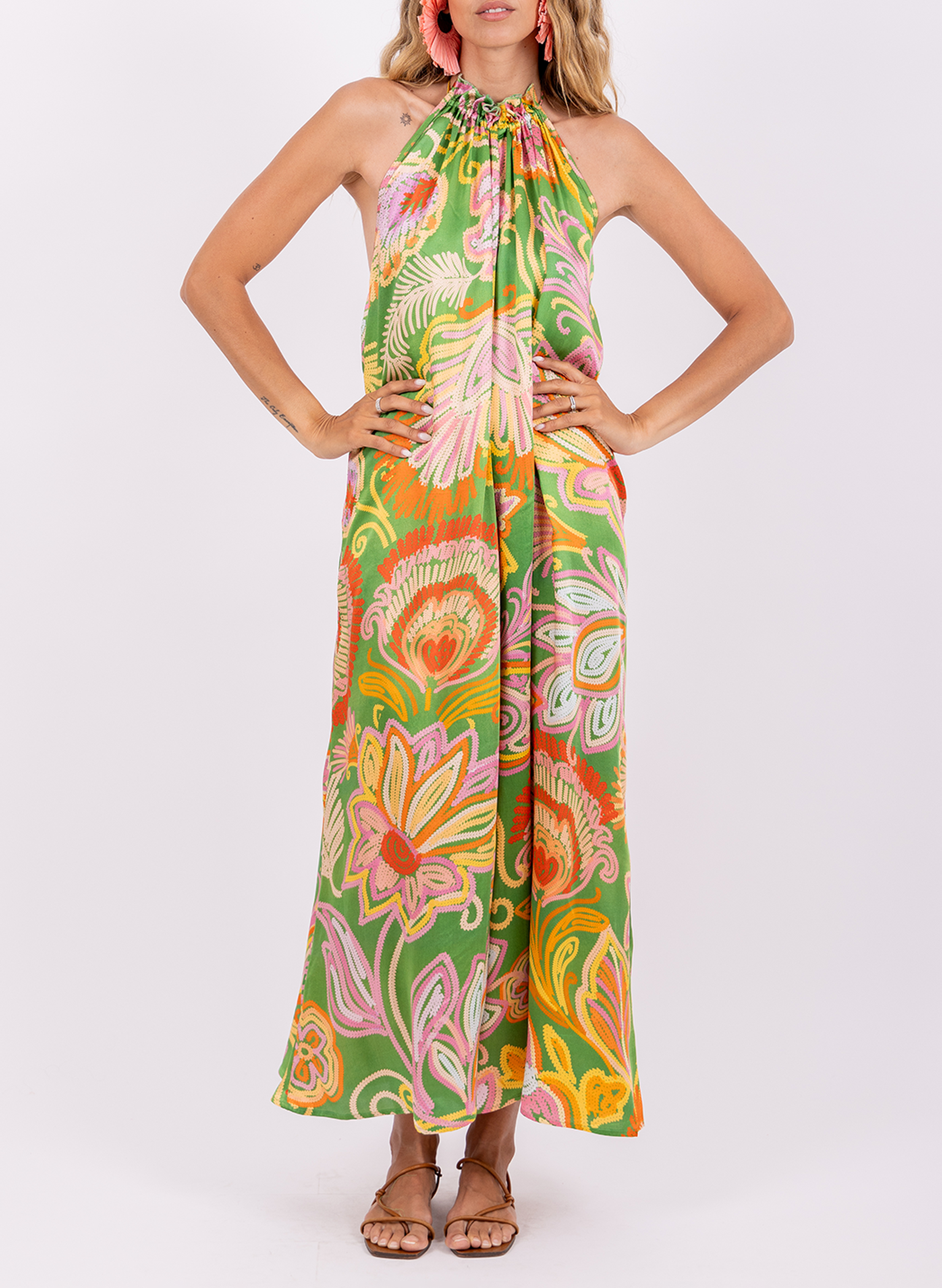Combinaison large sans manches imprimée SUNDRESS Vert