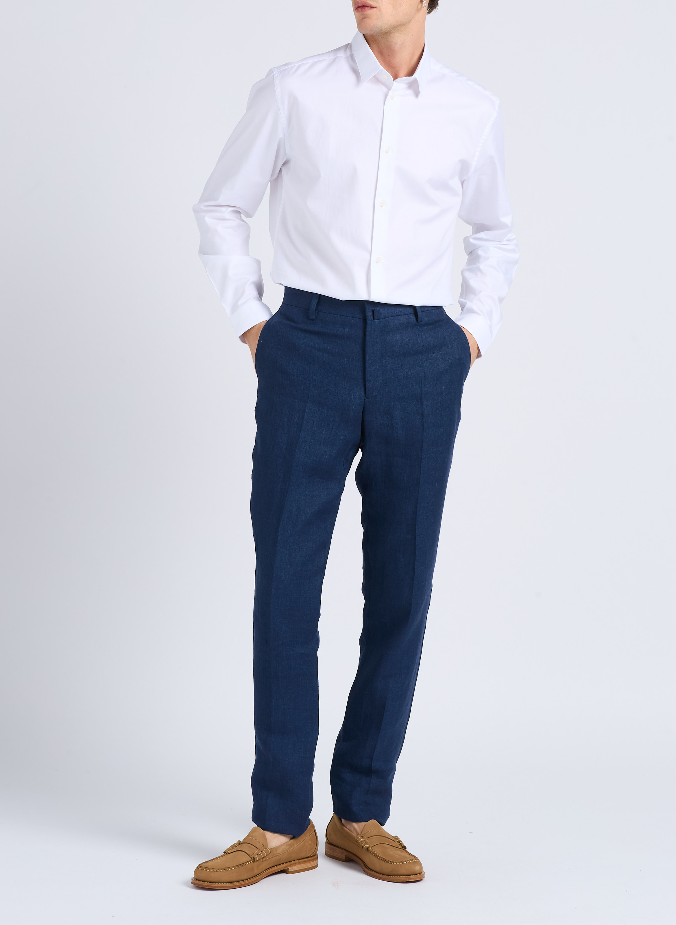 Baumwollhemd mit klassischem Kragen, Slim Fit AU PRINTEMPS PARIS Weiss