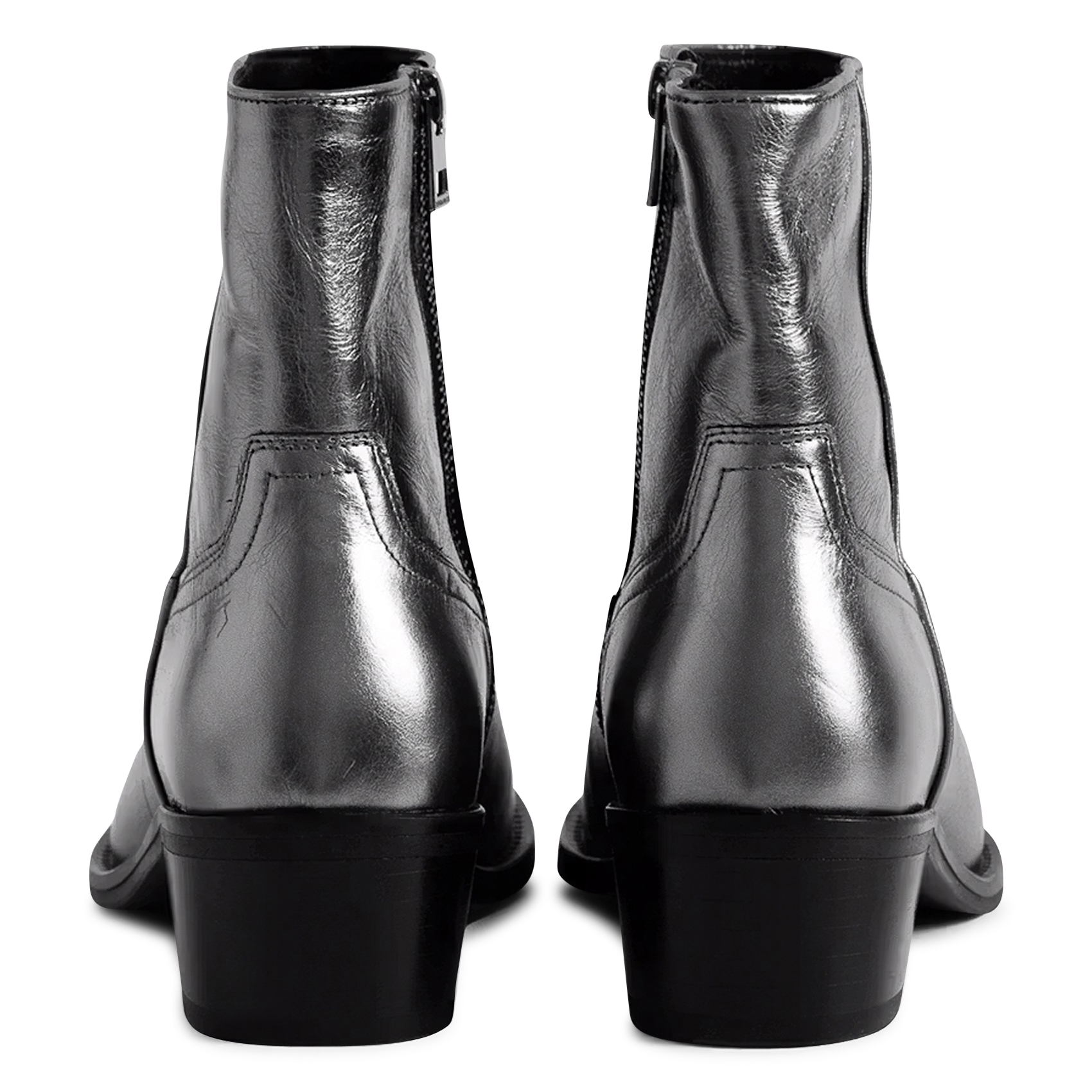 Leren metallic enkellaarzen ZADIG&VOLTAIRE Grijs