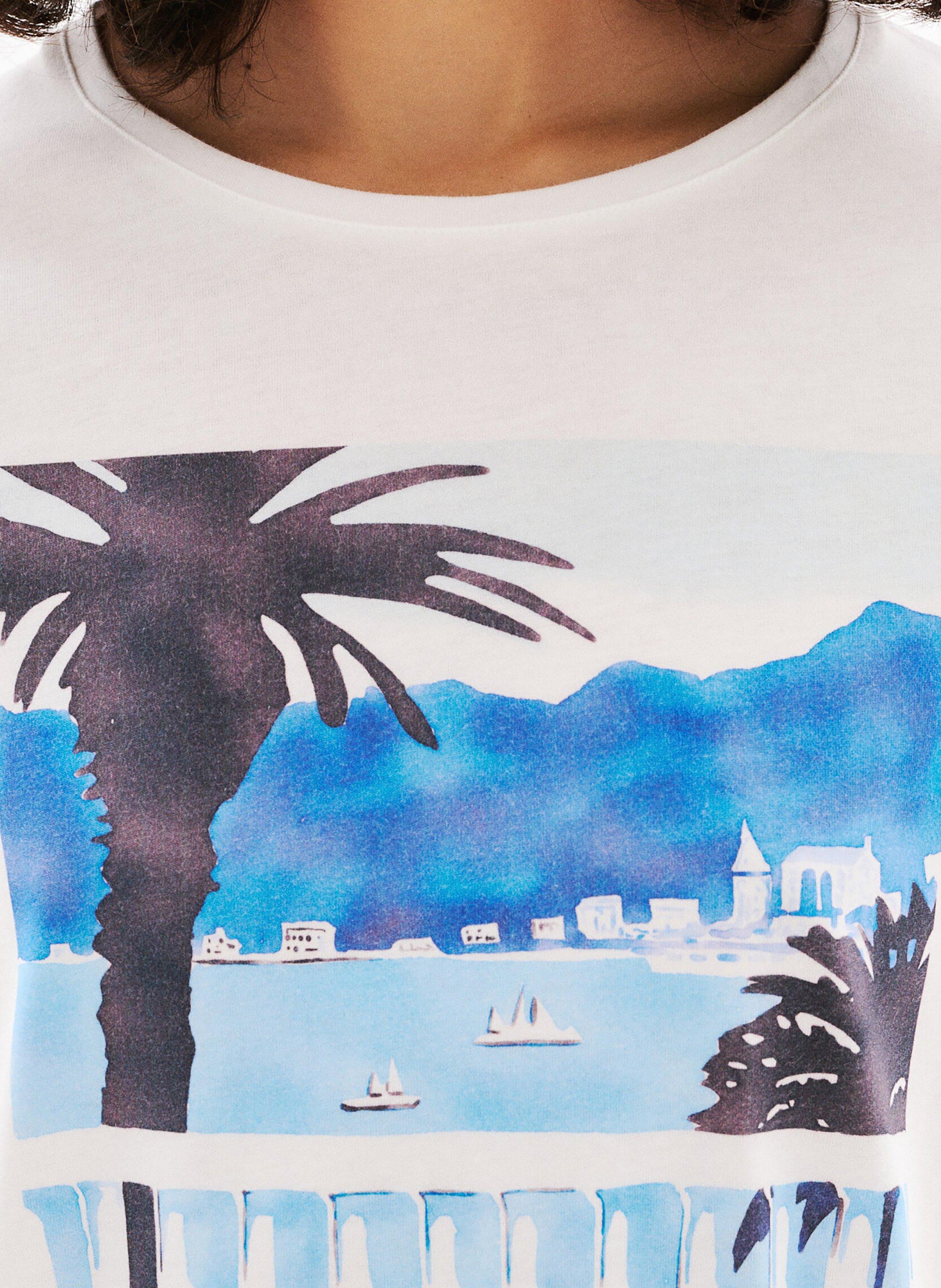 Tee-shirt droit à imprimé avant CAROLL Beige
