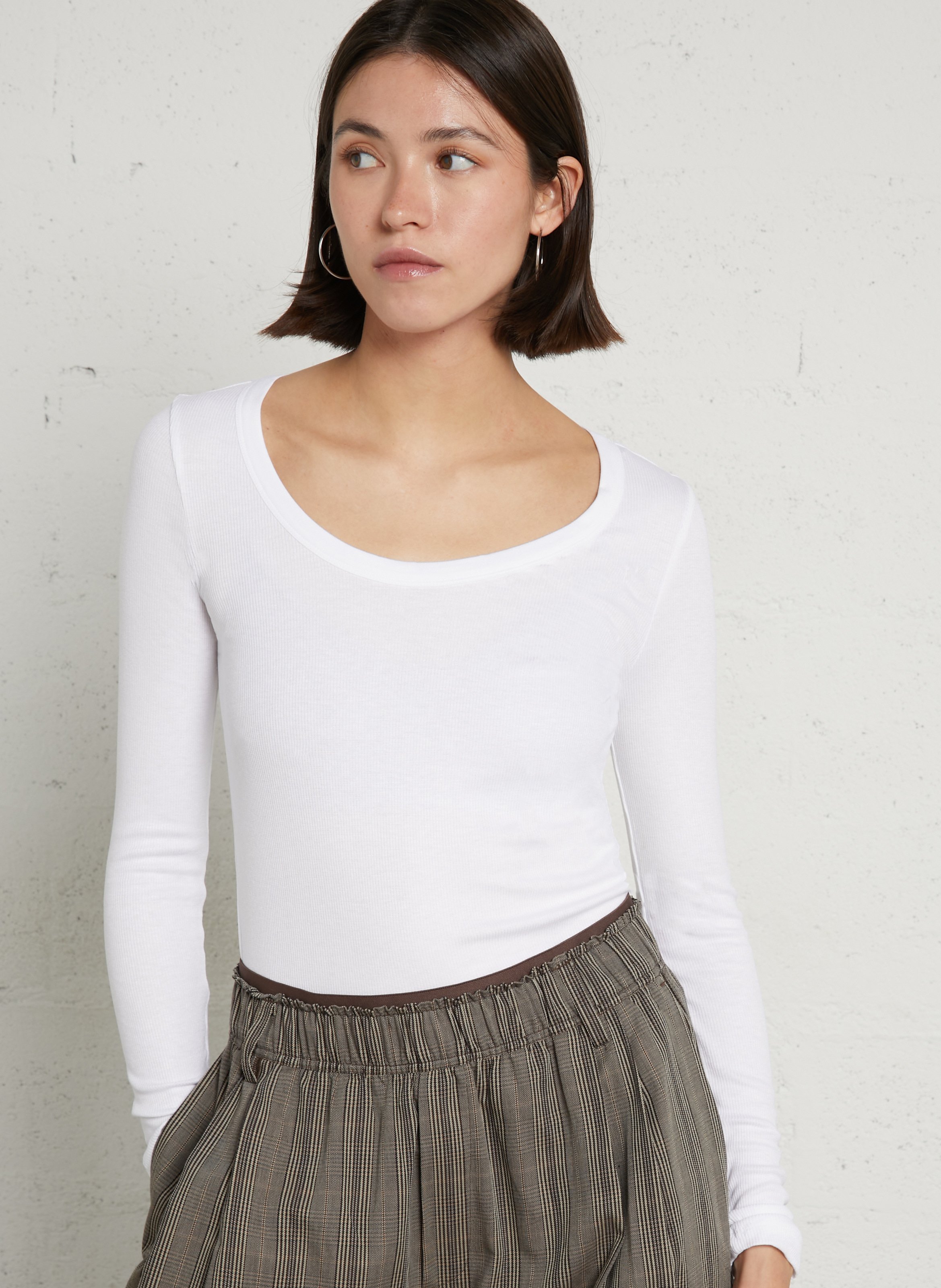 Ribbed round-neck fitted T-shirt MAJESTIC FILATURES