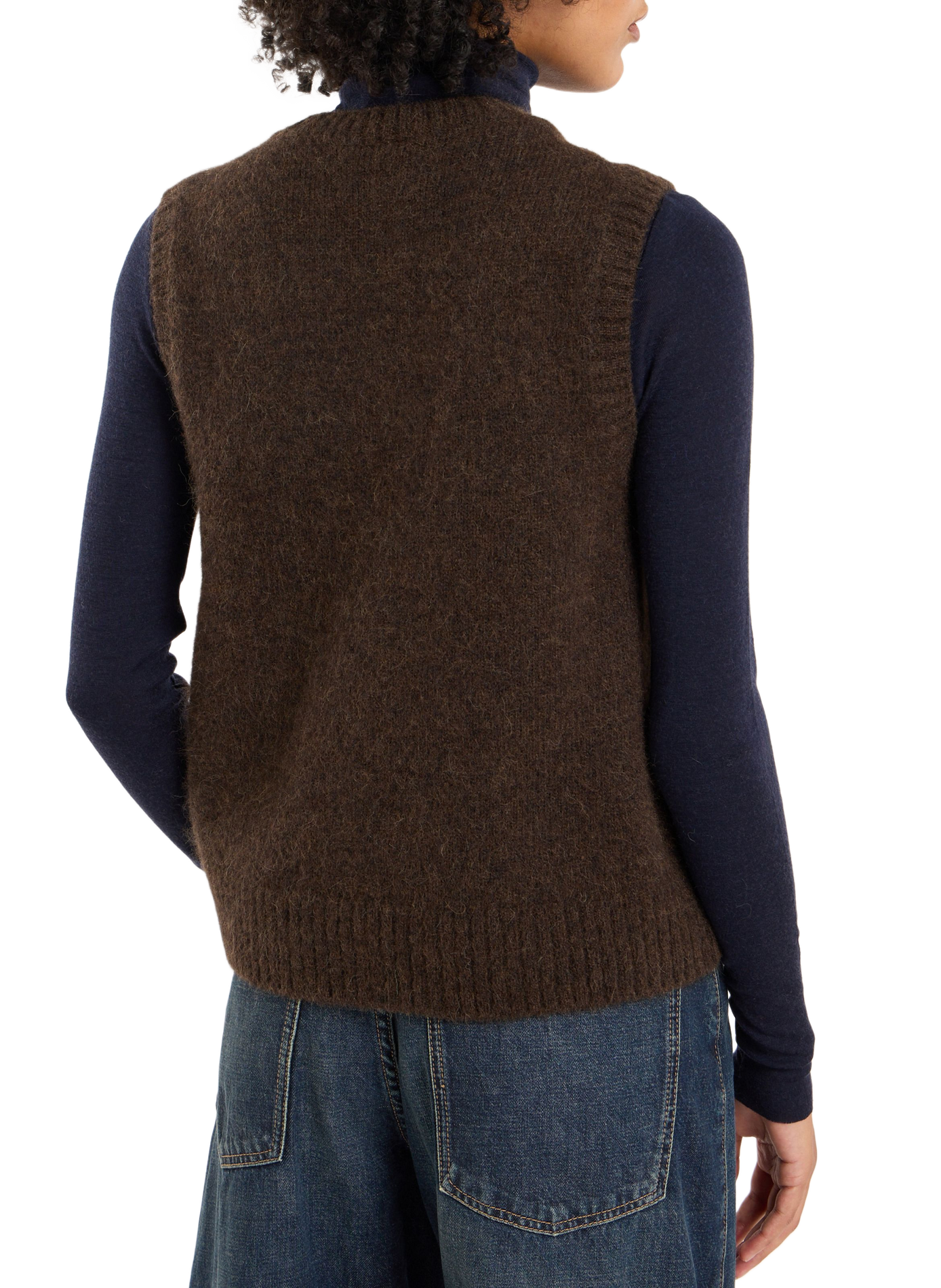 Sleeveless alpaca blend knit sweater SAISON 1865 Brown