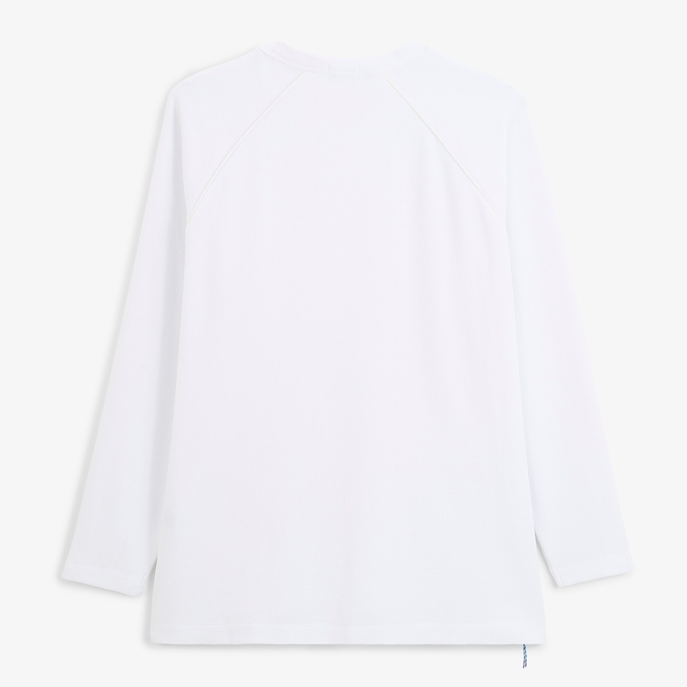 Long-sleeve waffled cotton round neck white t-shirt by sbplay SERGE BLANCO White