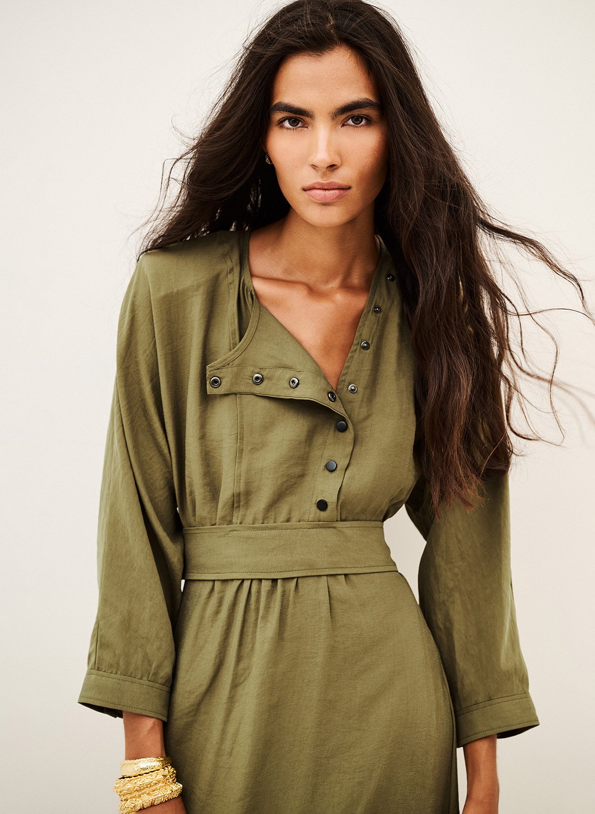 Belted midi dress BA&SH Khaki