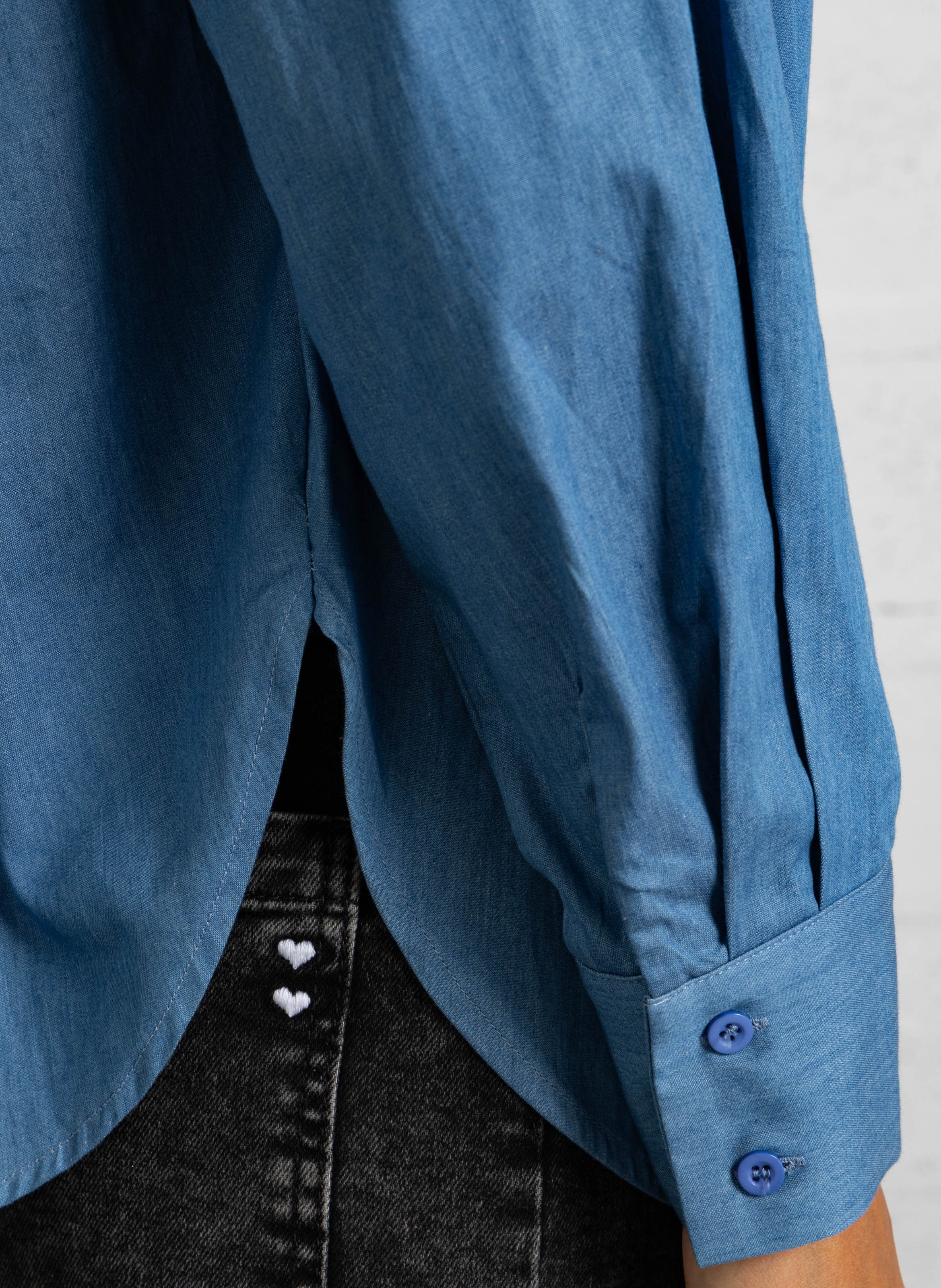 Chemise col mao en coton SEE U SOON Bleu