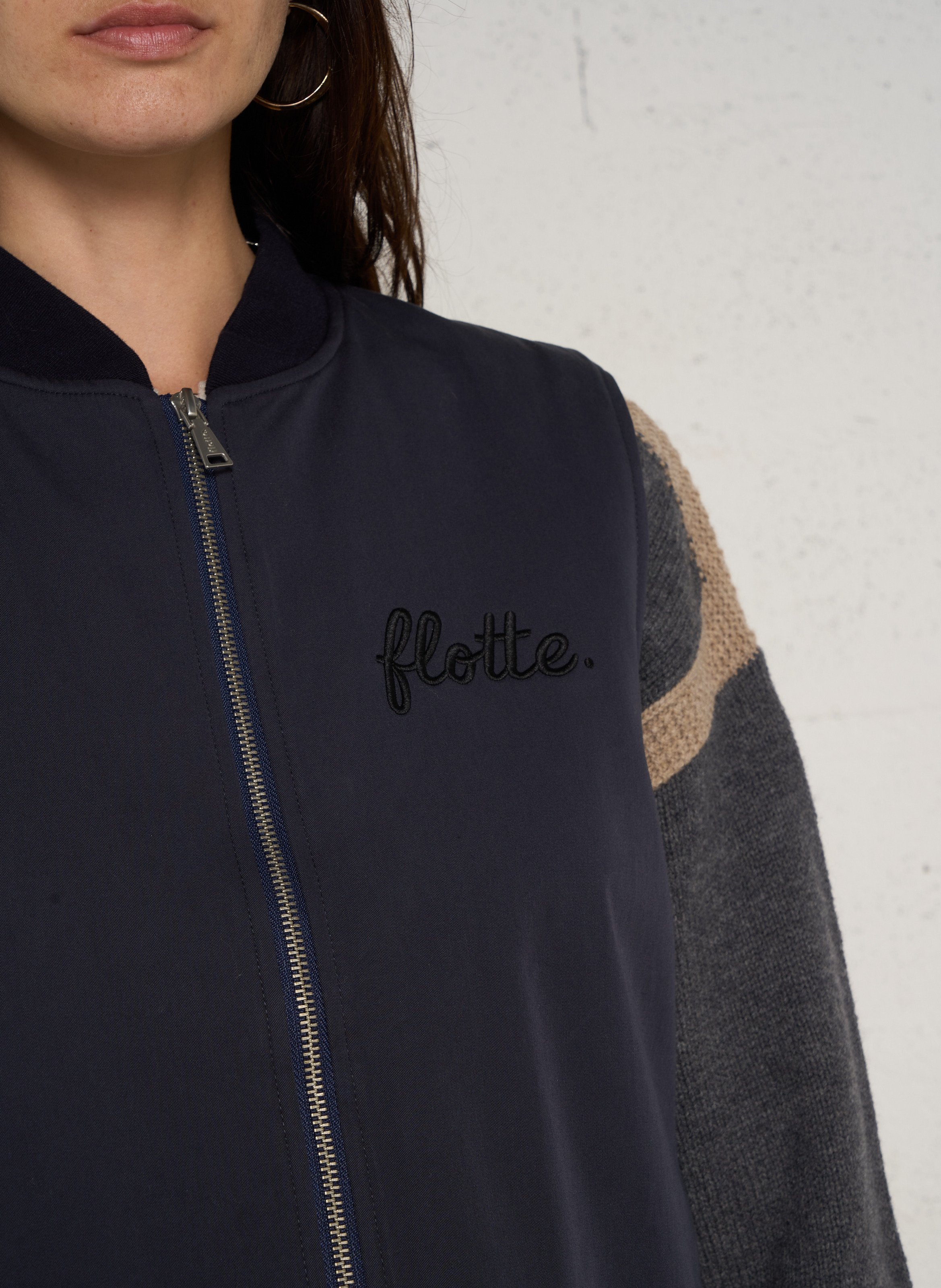 Round-neck cotton-blend jacket FLOTTE Blue