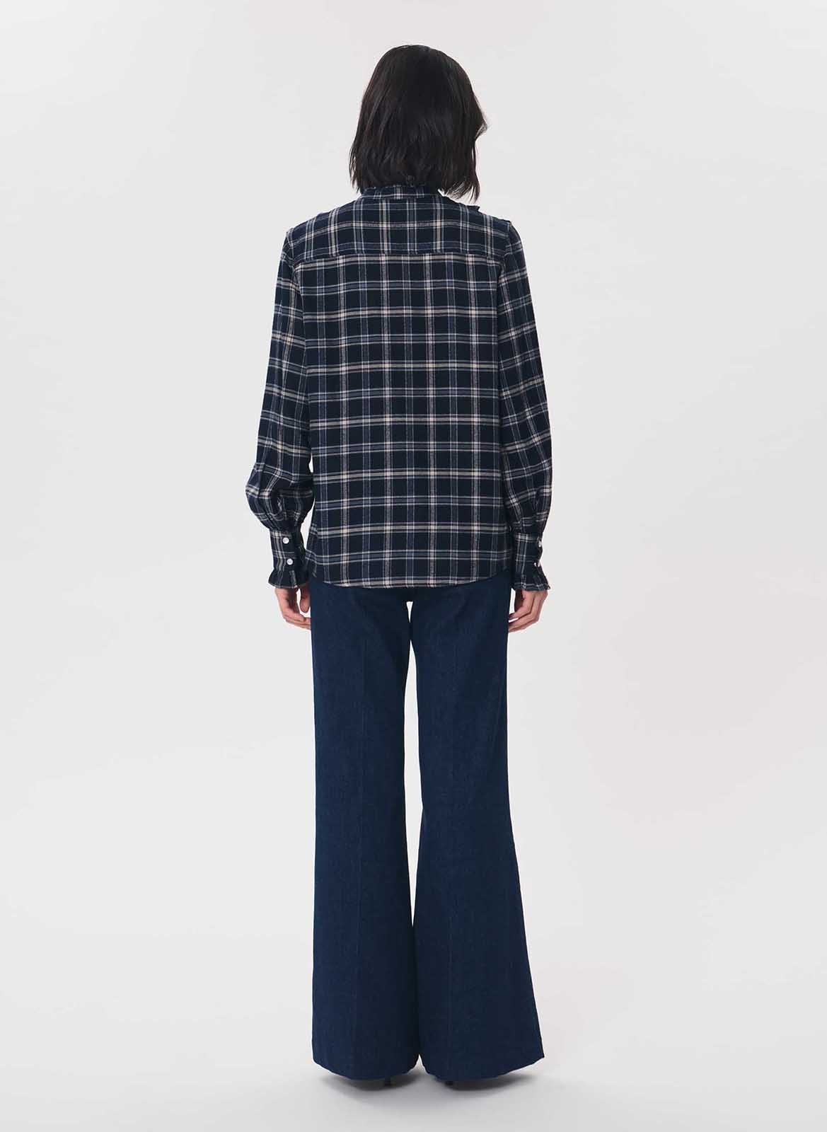 Chemise droite à carreaux en coton mélangé TARA JARMON Bleu