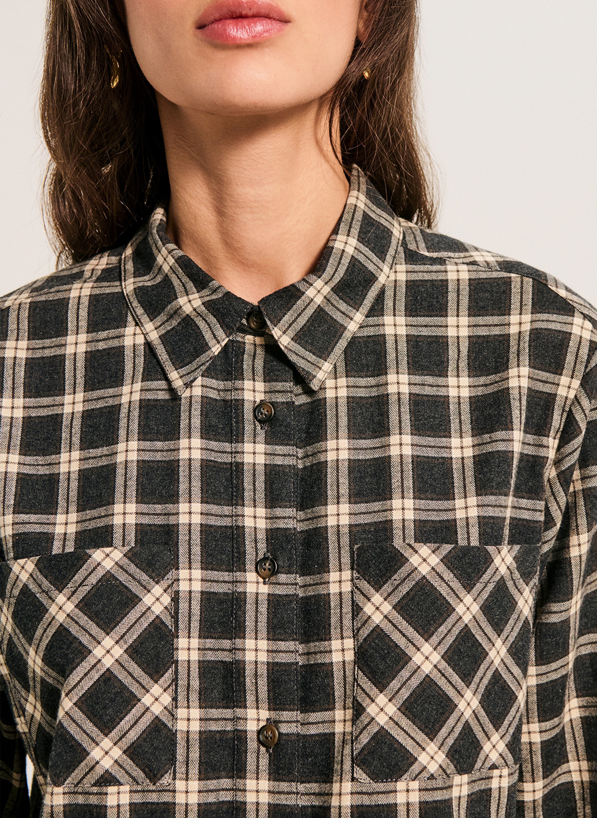 Chemise col classique en coton PABLO Gris